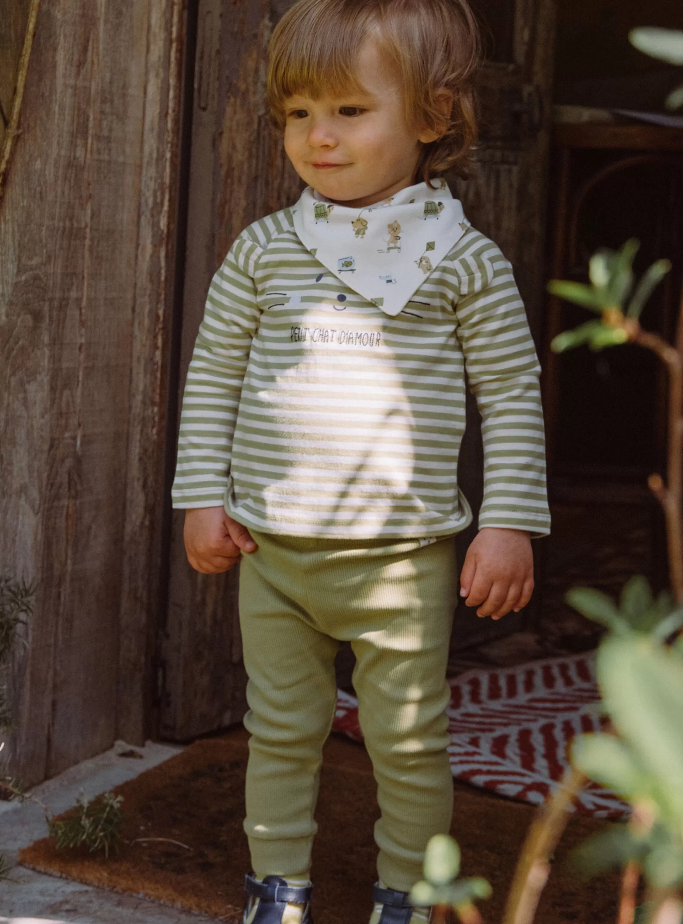 Discount Sergent Major Ensemble t-shirt, legging et bandana écru et vert argile