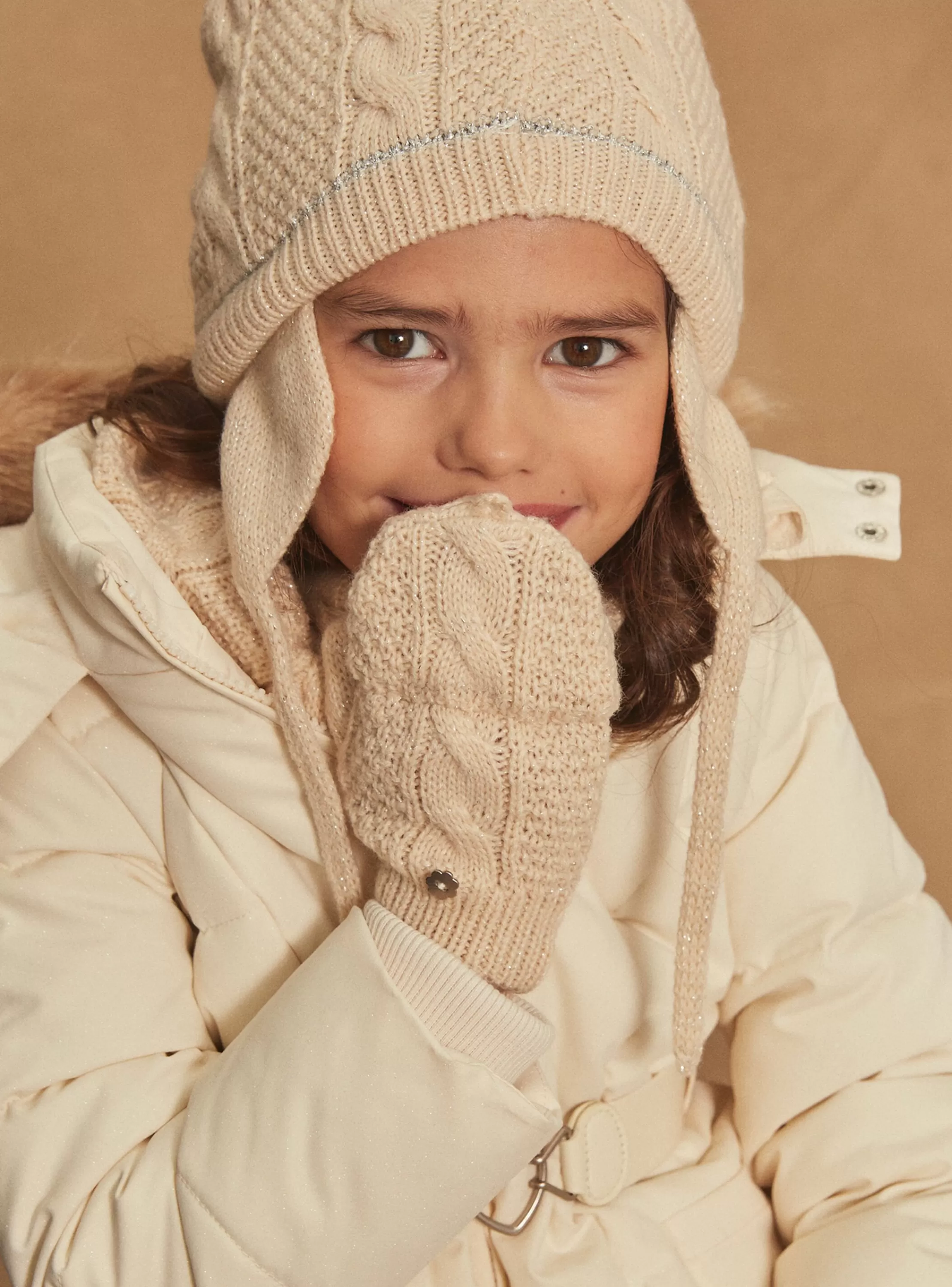 Shop Sergent Major Gants beige en tricot