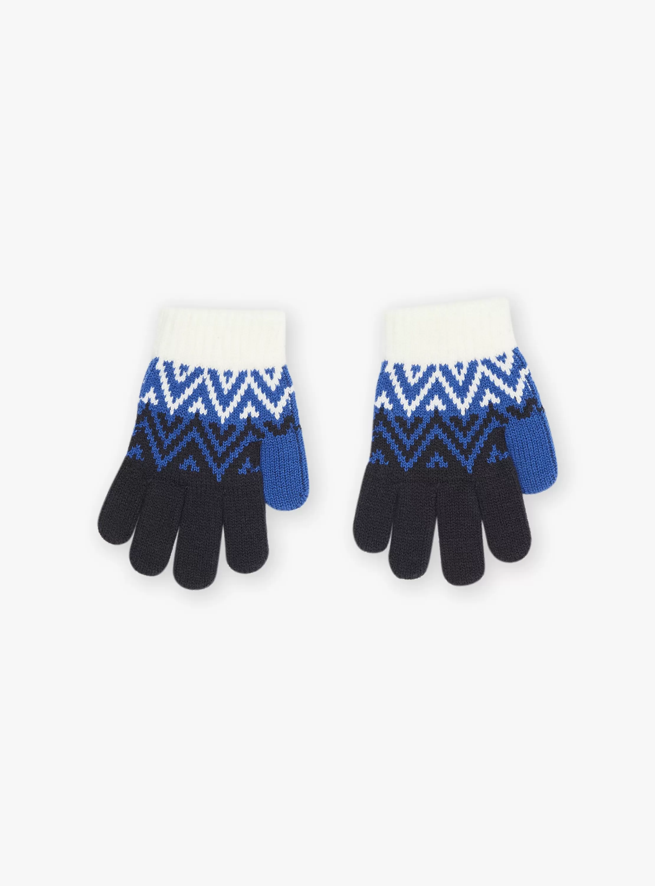 Shop Sergent Major Gants bleu marine et blancs en tricot