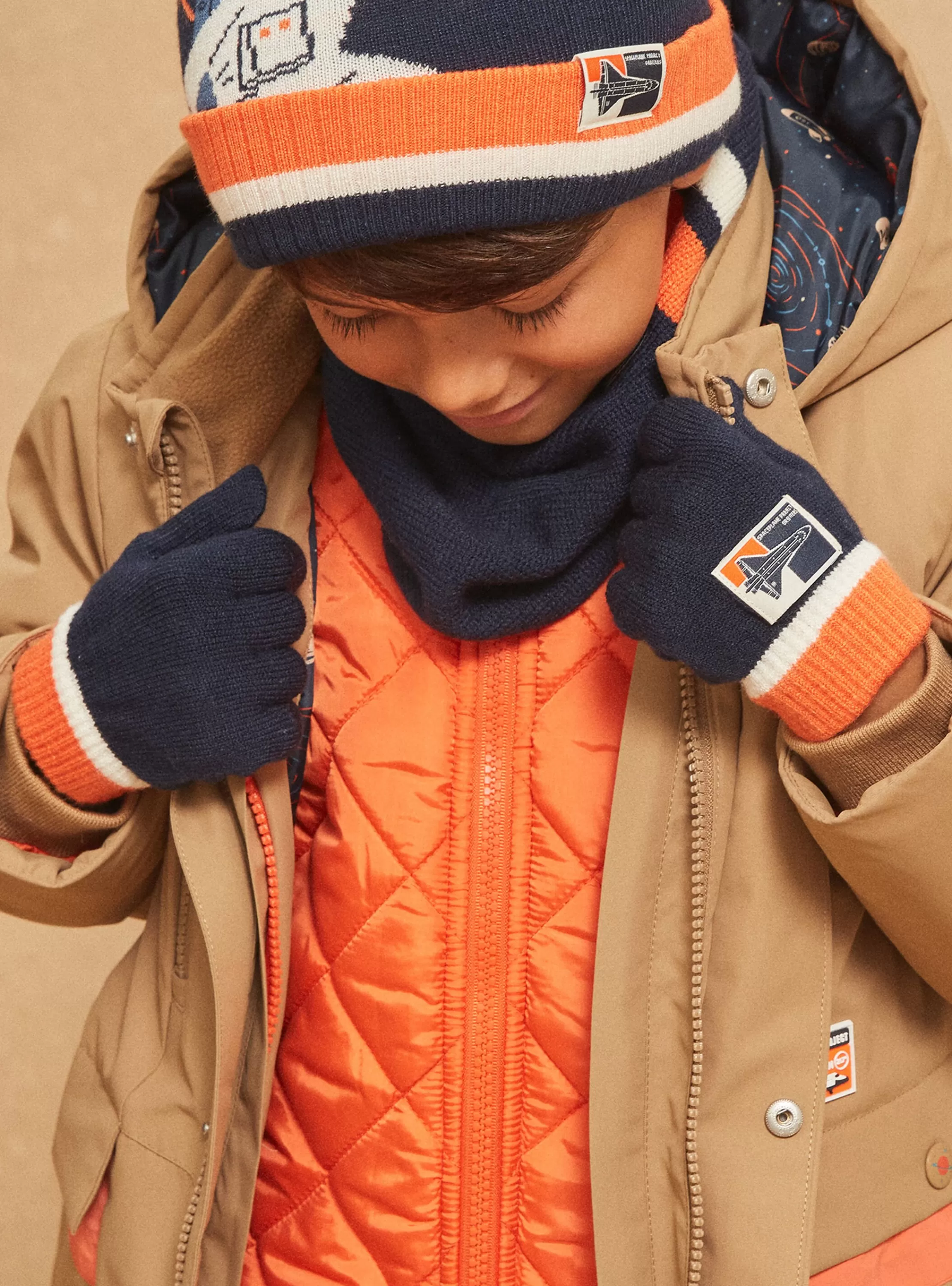 Discount Sergent Major Gants bleu marine et orange en tricot
