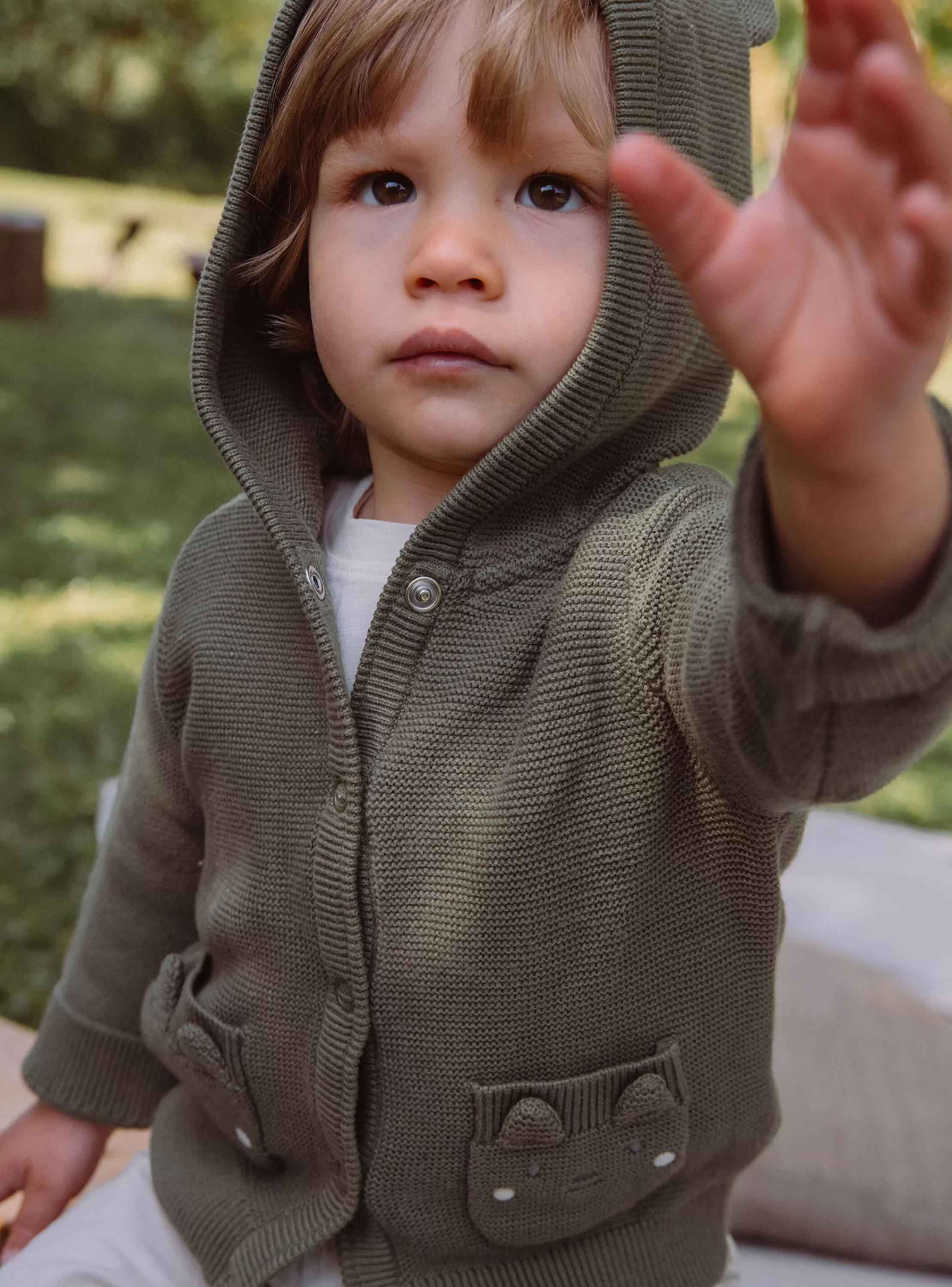 Flash Sale Sergent Major Gilet à capuche kaki en tricot