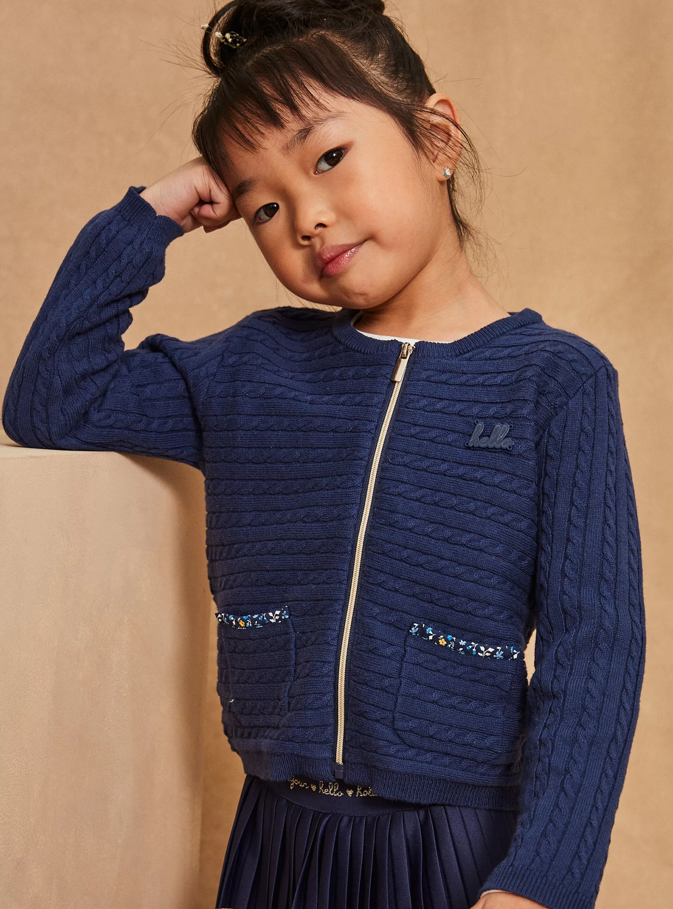 Fashion Sergent Major Gilet à manches longues bleu marine