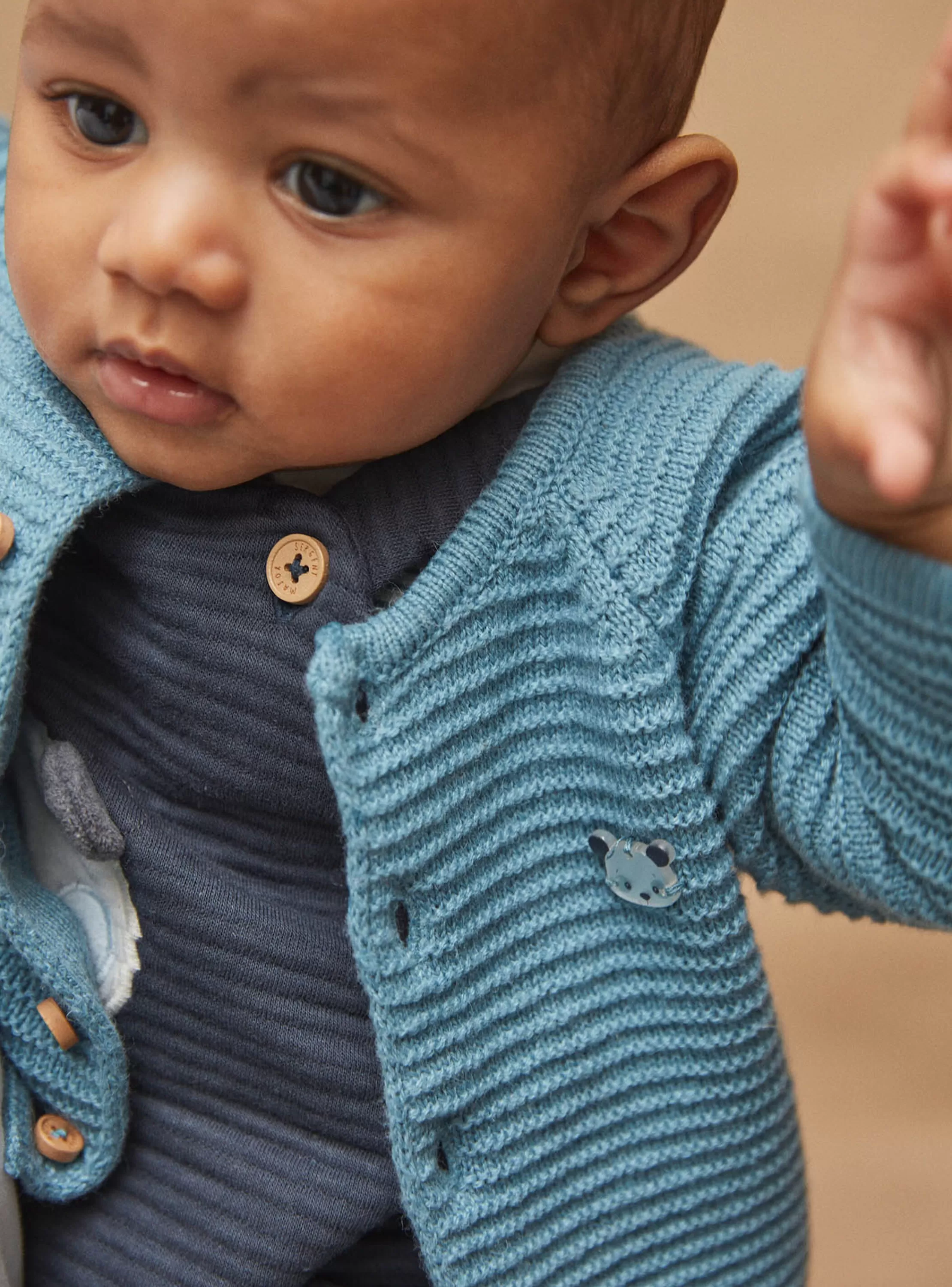 Online Sergent Major Gilet bleu en tricot