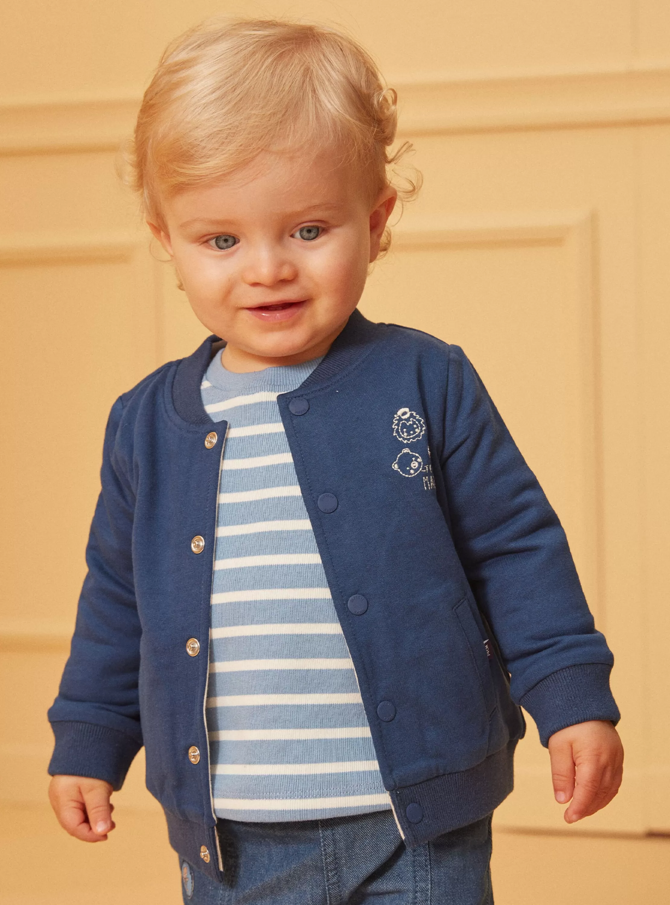 Fashion Sergent Major Gilet bleu et écru réversible