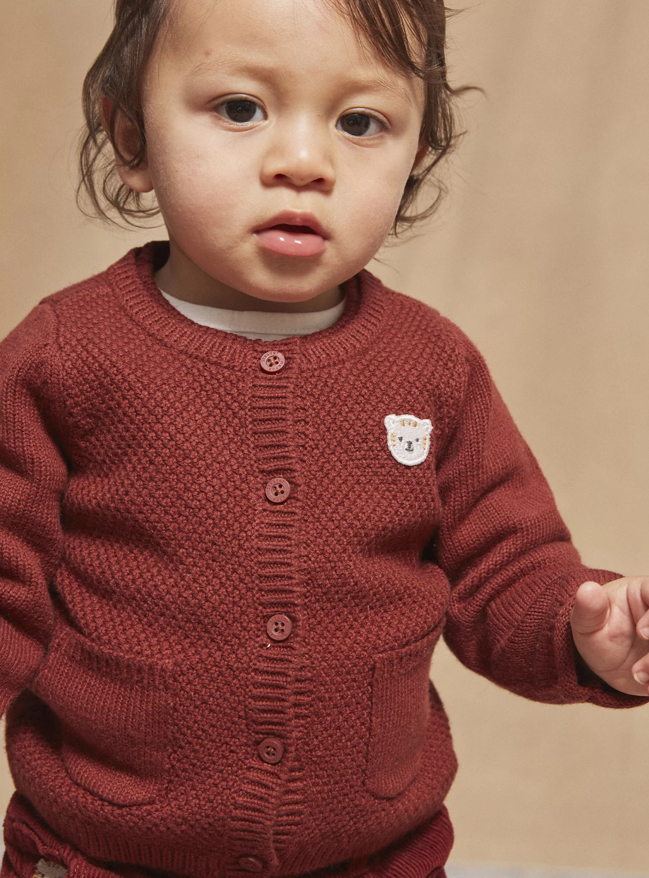 Store Sergent Major Gilet bordeaux à manches longues