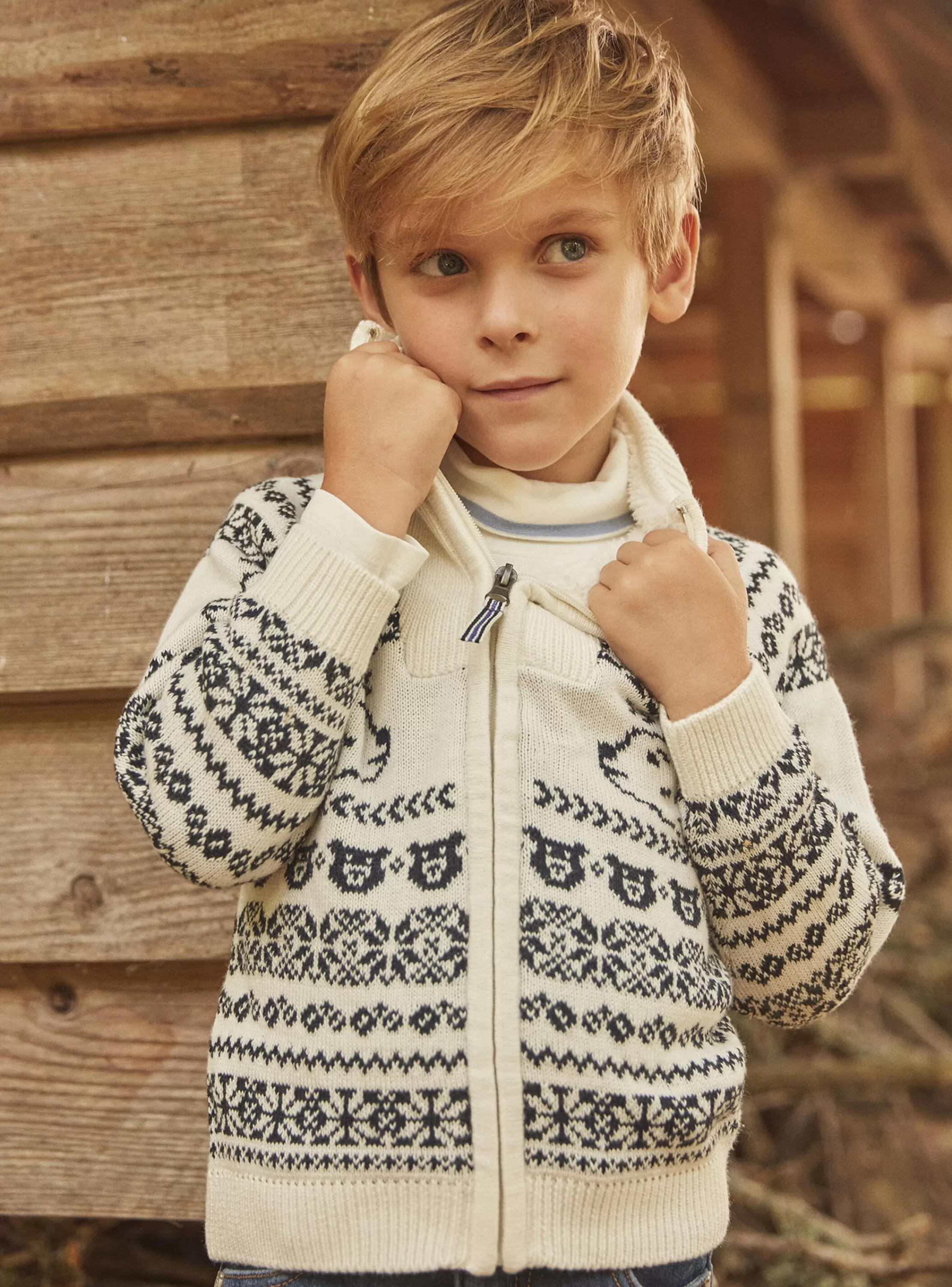 Online Sergent Major Gilet écru en jacquard