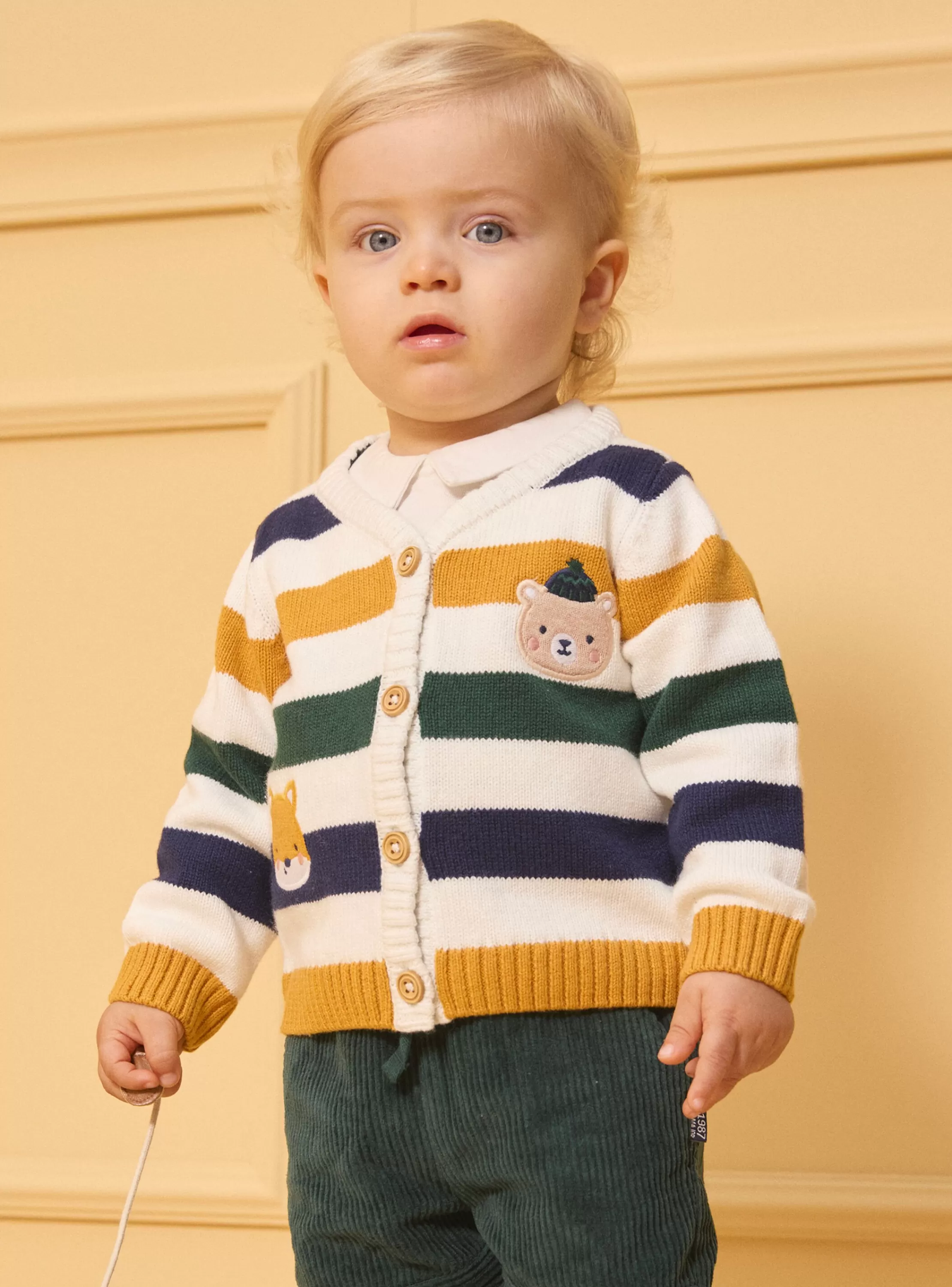 Store Sergent Major Gilet rayé patchs animaux