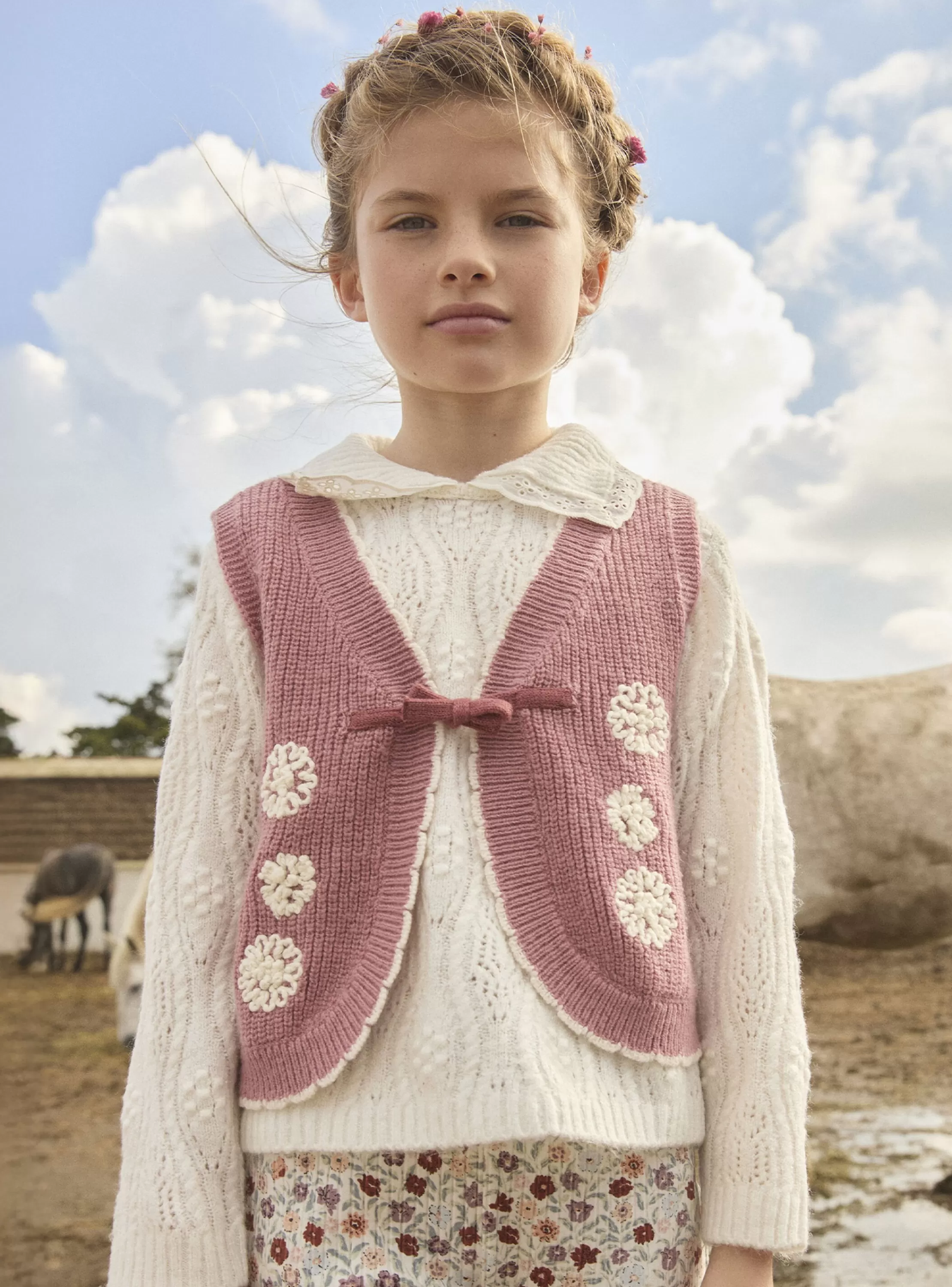 Clearance Sergent Major Gilet sans manches à fleurs