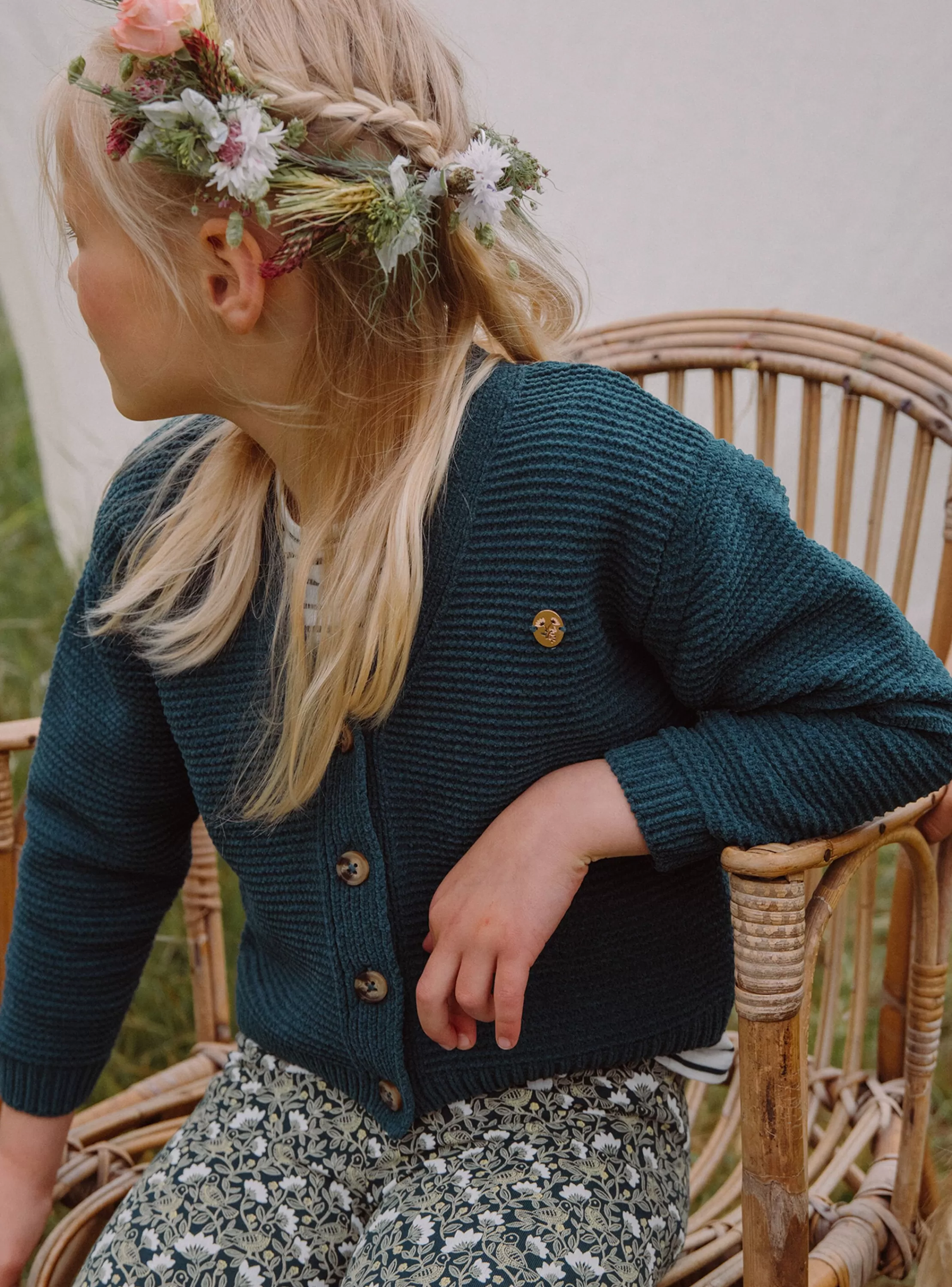 New Sergent Major Gilet vert émeraude en maille chenille