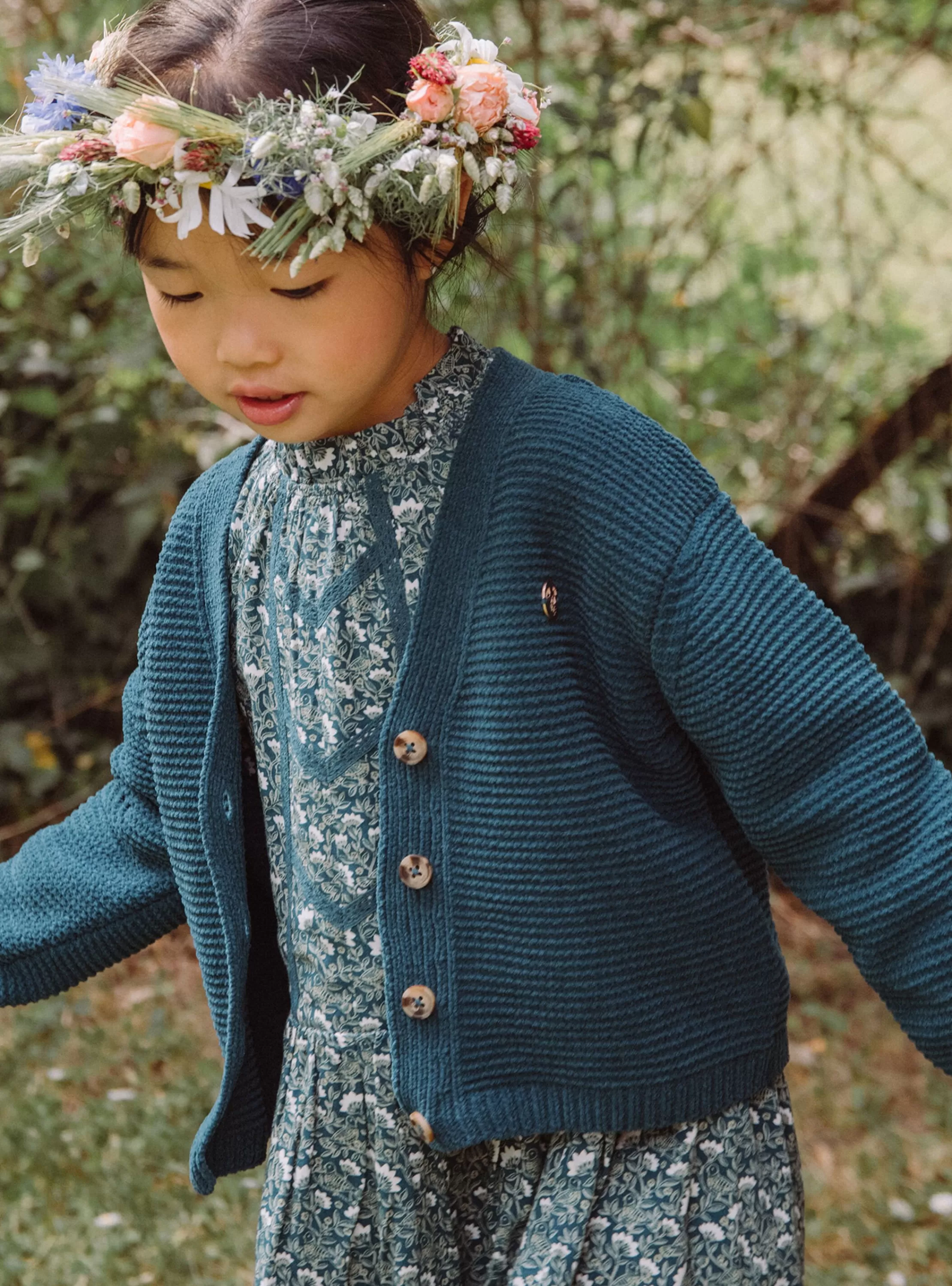 New Sergent Major Gilet vert émeraude en maille chenille