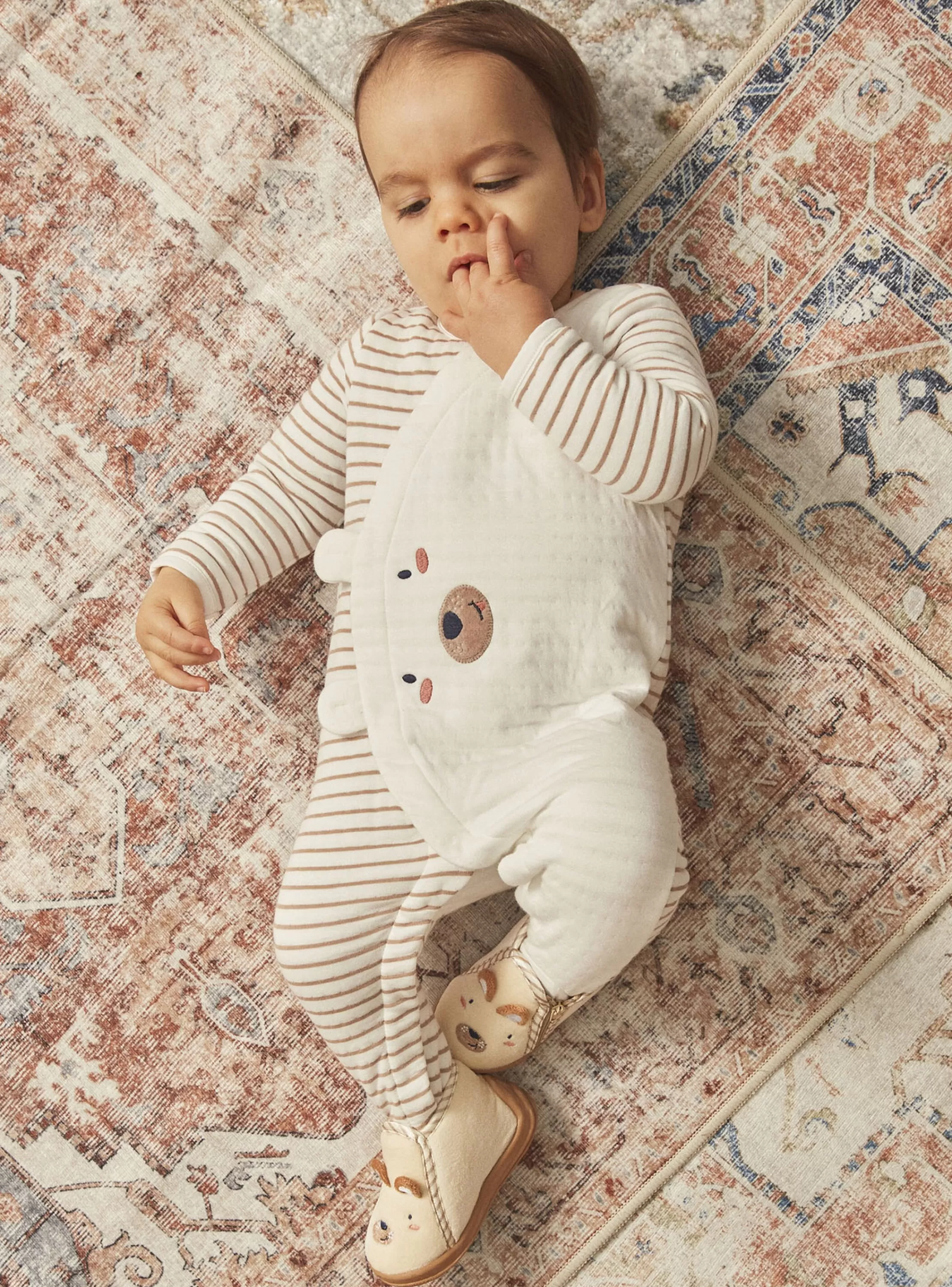 Sale Sergent Major Grenouillière beige en tubique à imprimé à rayures