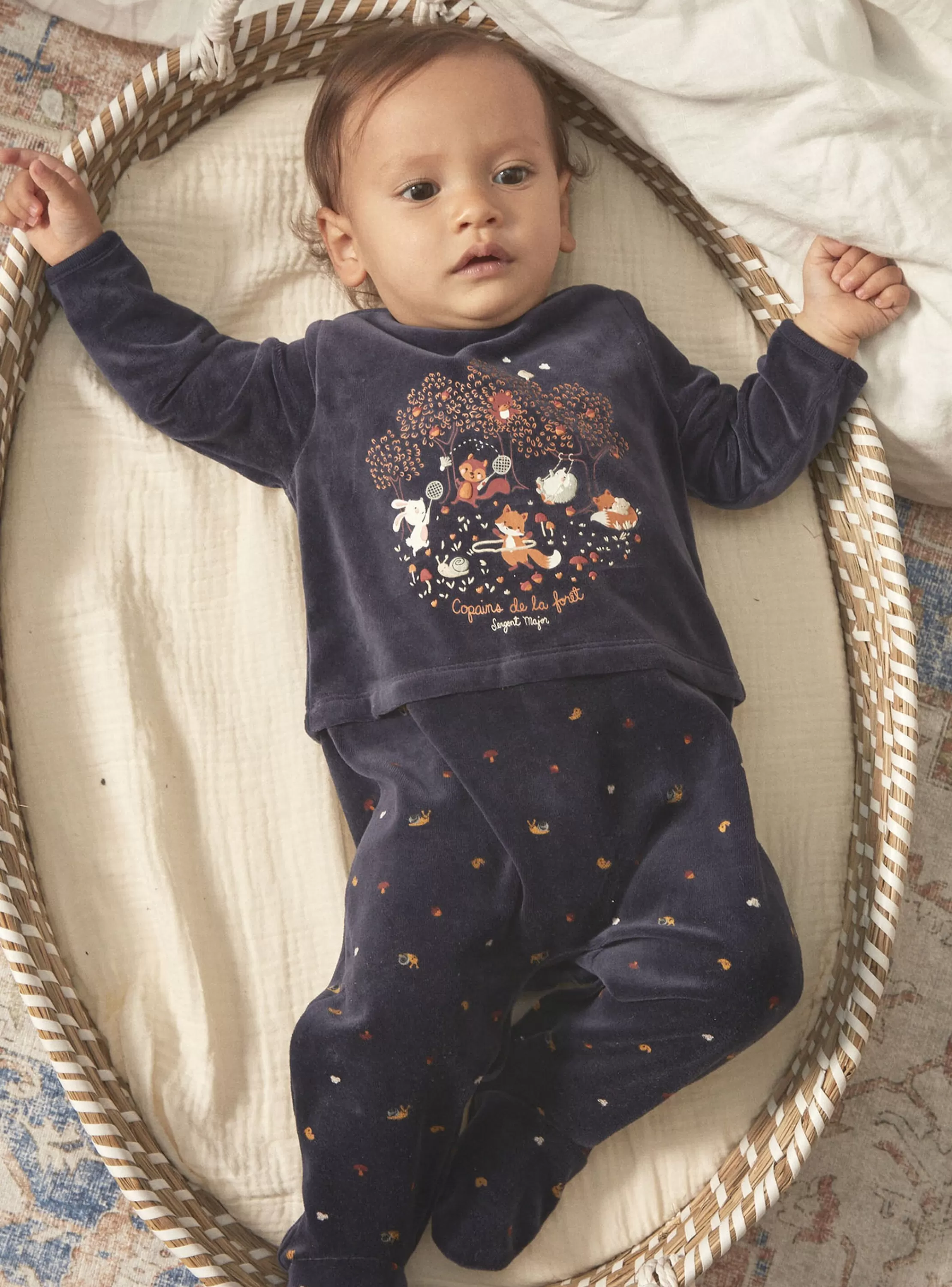 Cheap Sergent Major Grenouillière bleu foncé en velours