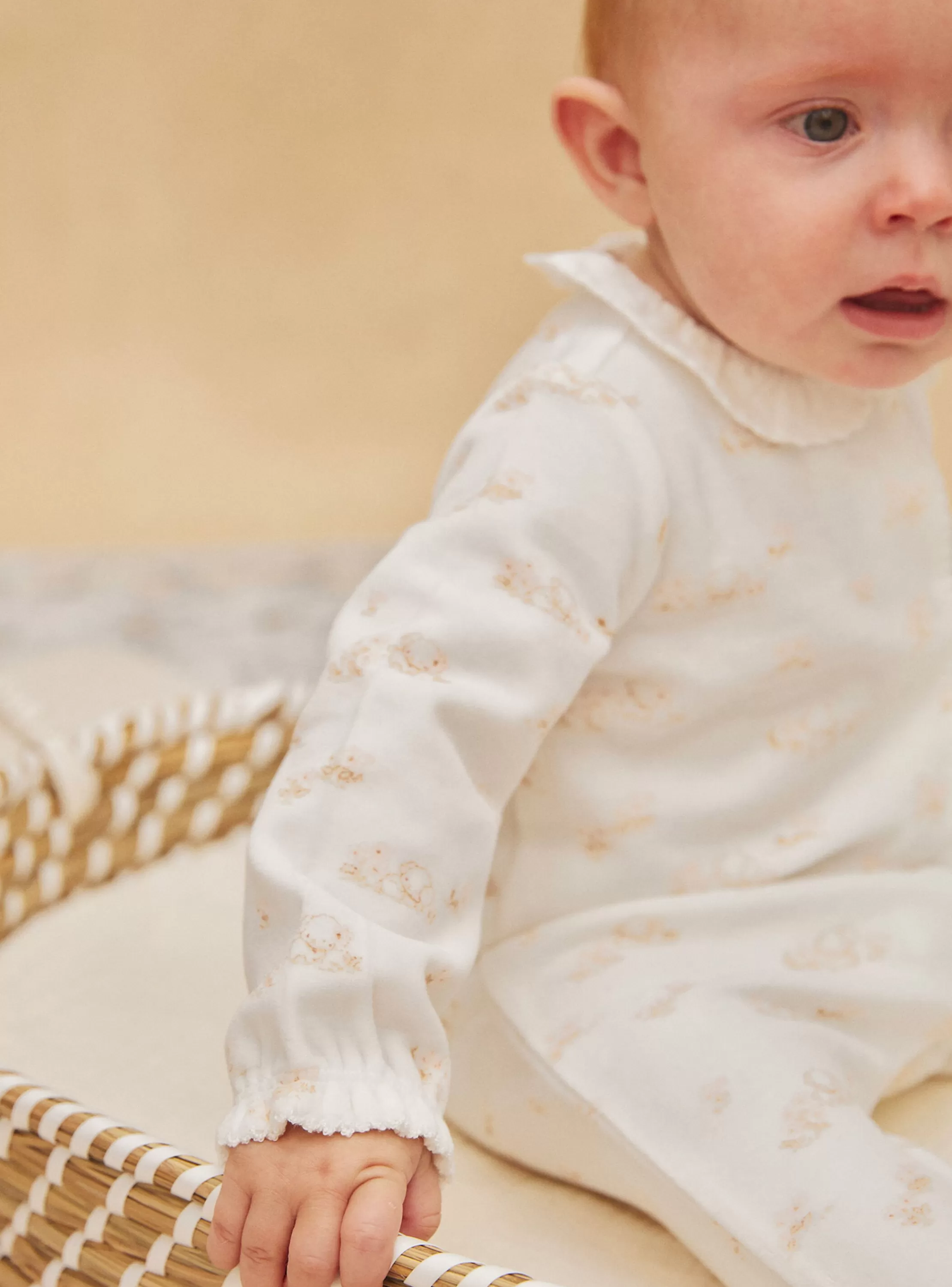 Flash Sale Sergent Major Grenouillière écrue en velours à imprimé fleuri et chien