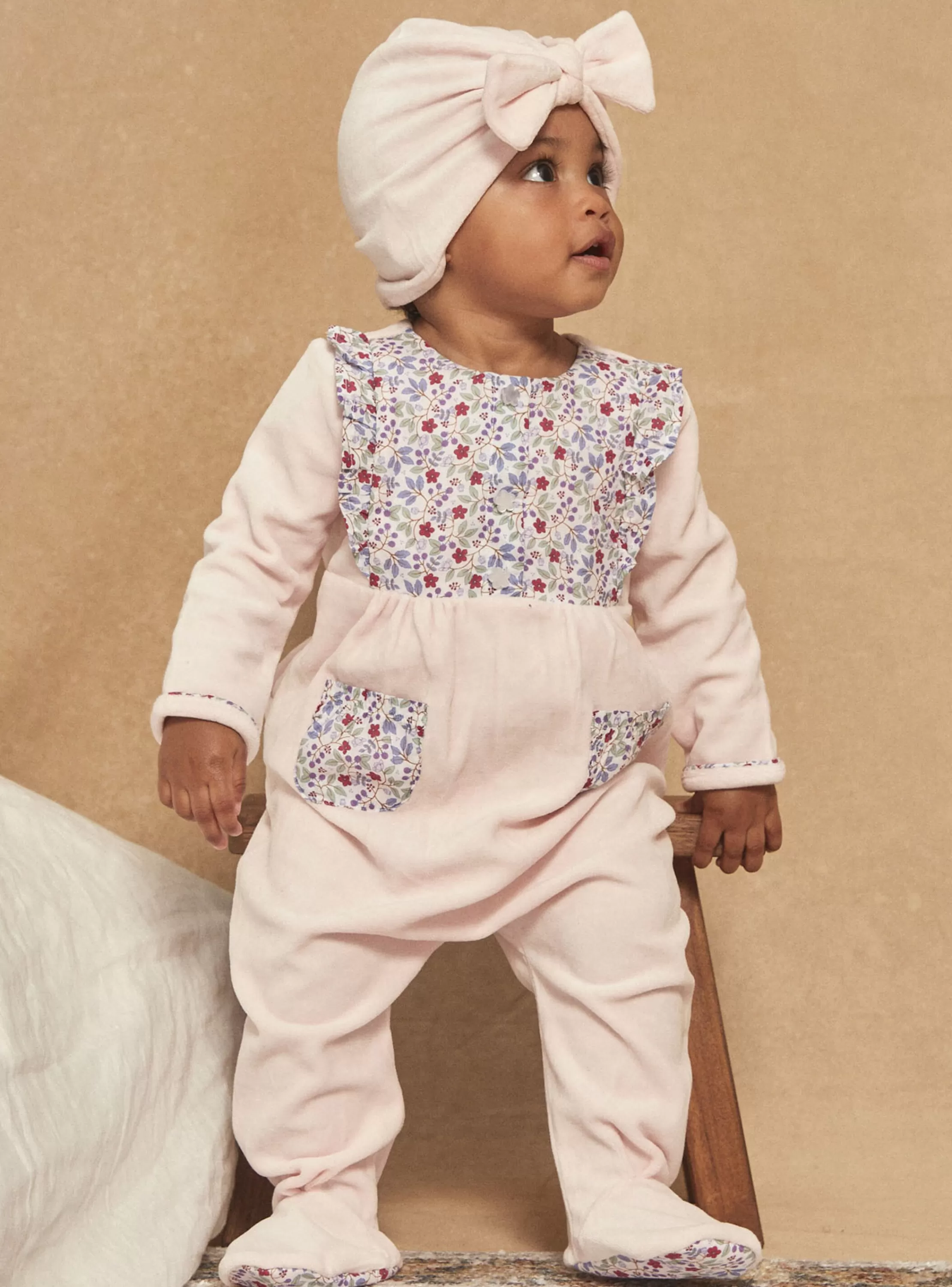 Best Sale Sergent Major Grenouillière et bonnet rose en velours