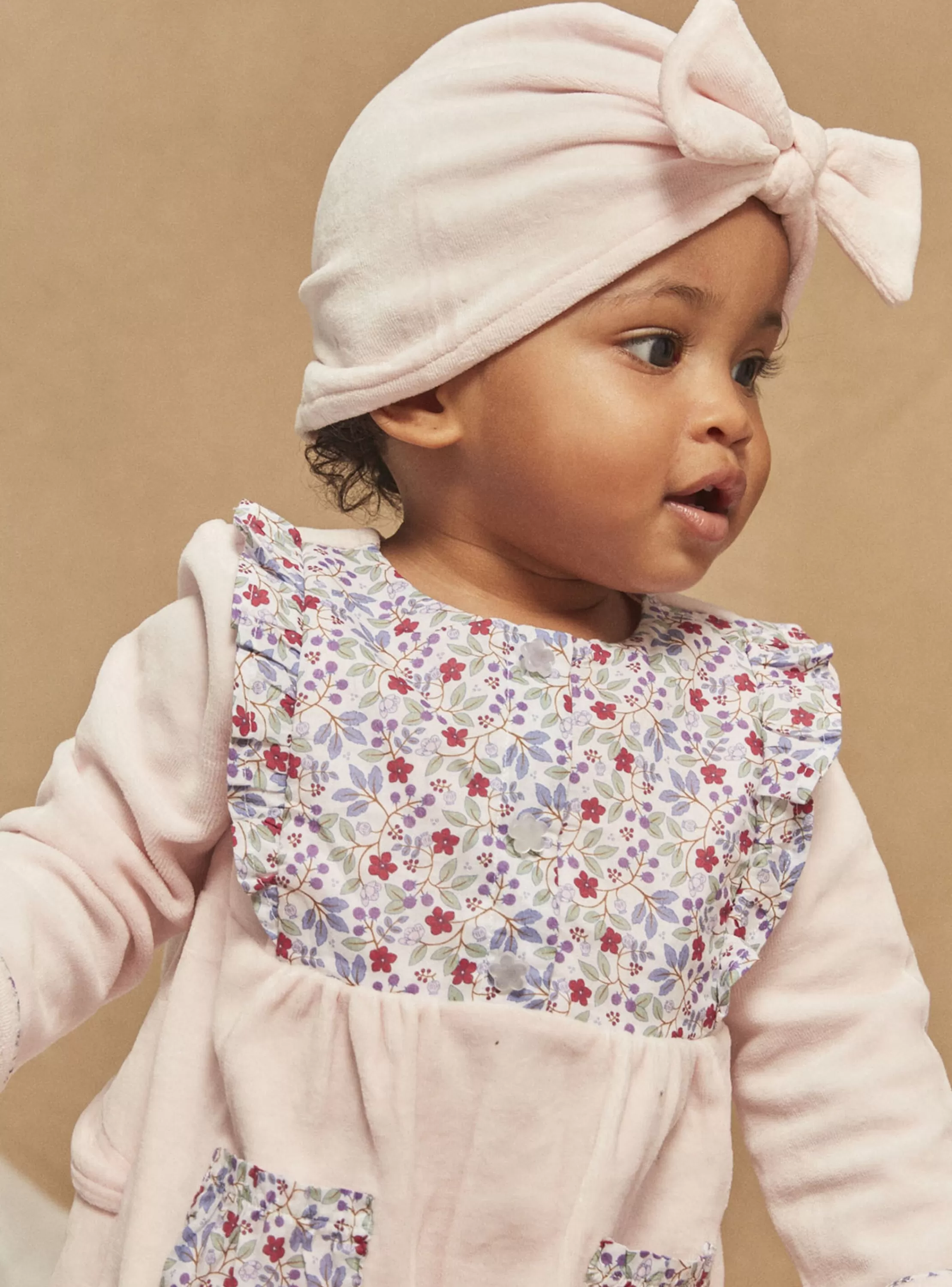 Best Sale Sergent Major Grenouillière et bonnet rose en velours