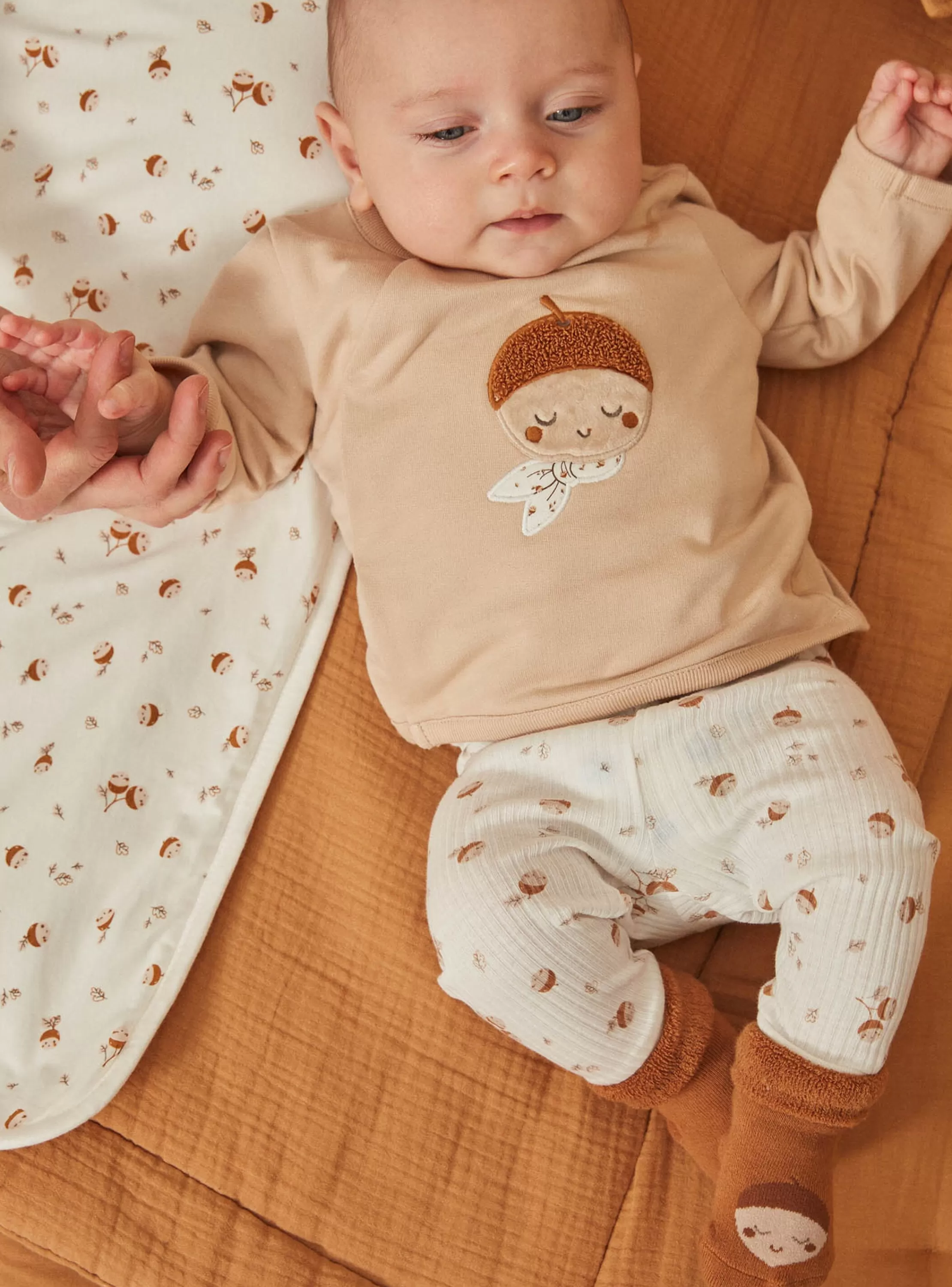 Outlet Sergent Major Haut beige, legging écru et chaussettes caramel