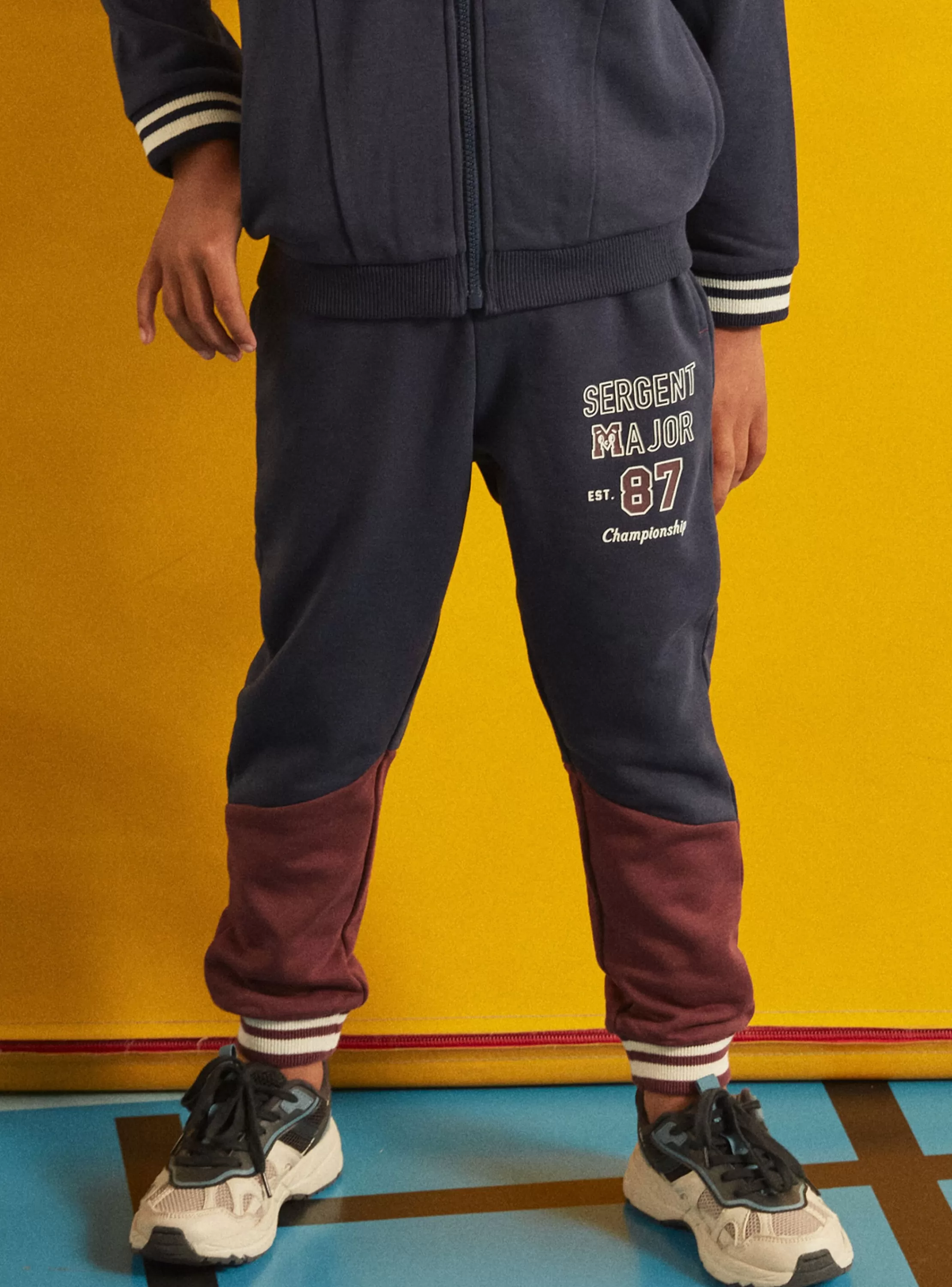 Sale Sergent Major Jogging en molleton gratté Bleu et Bordeau