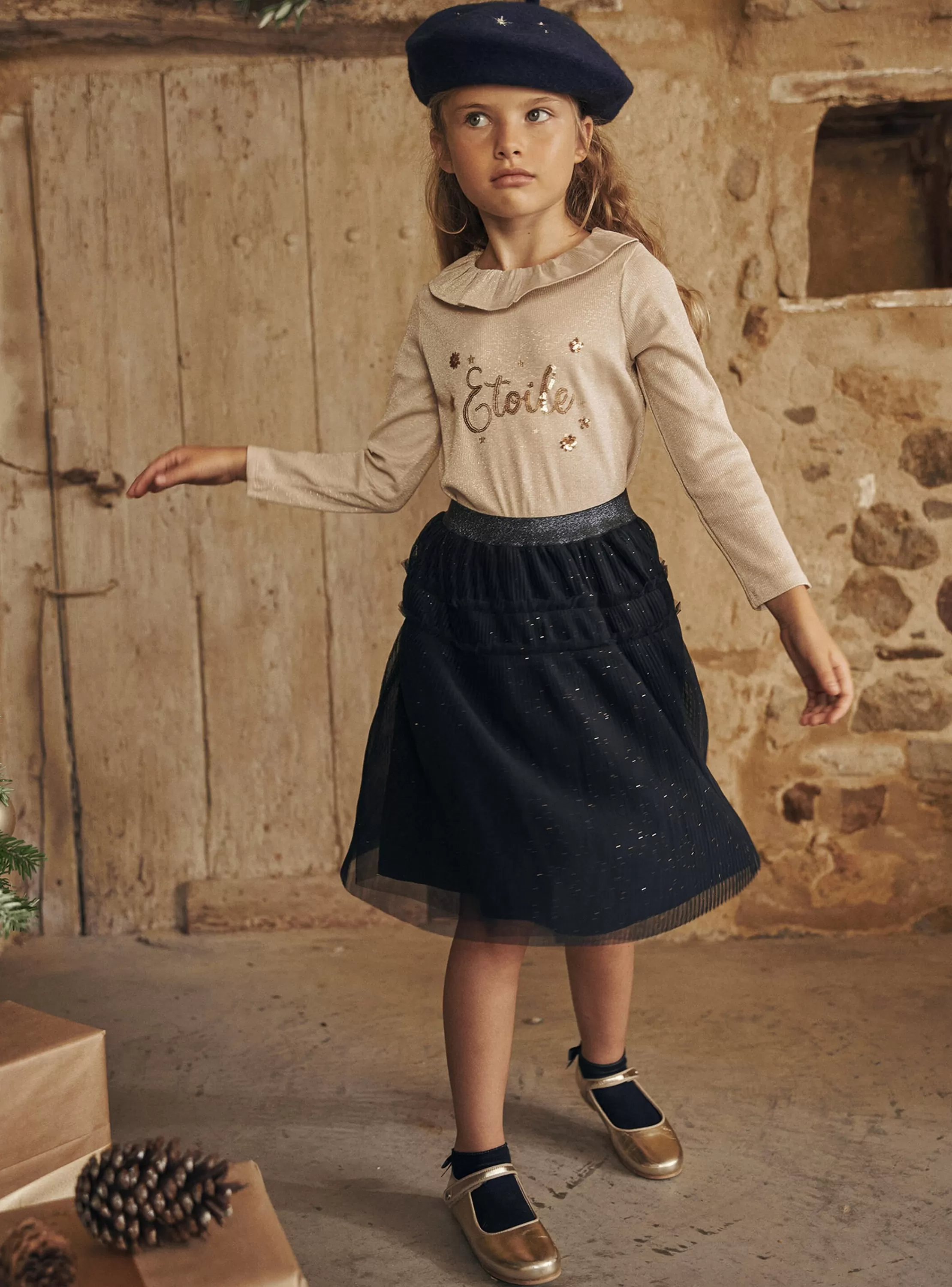 Best Sale Sergent Major Jupe bleu marine en tulle pailleté