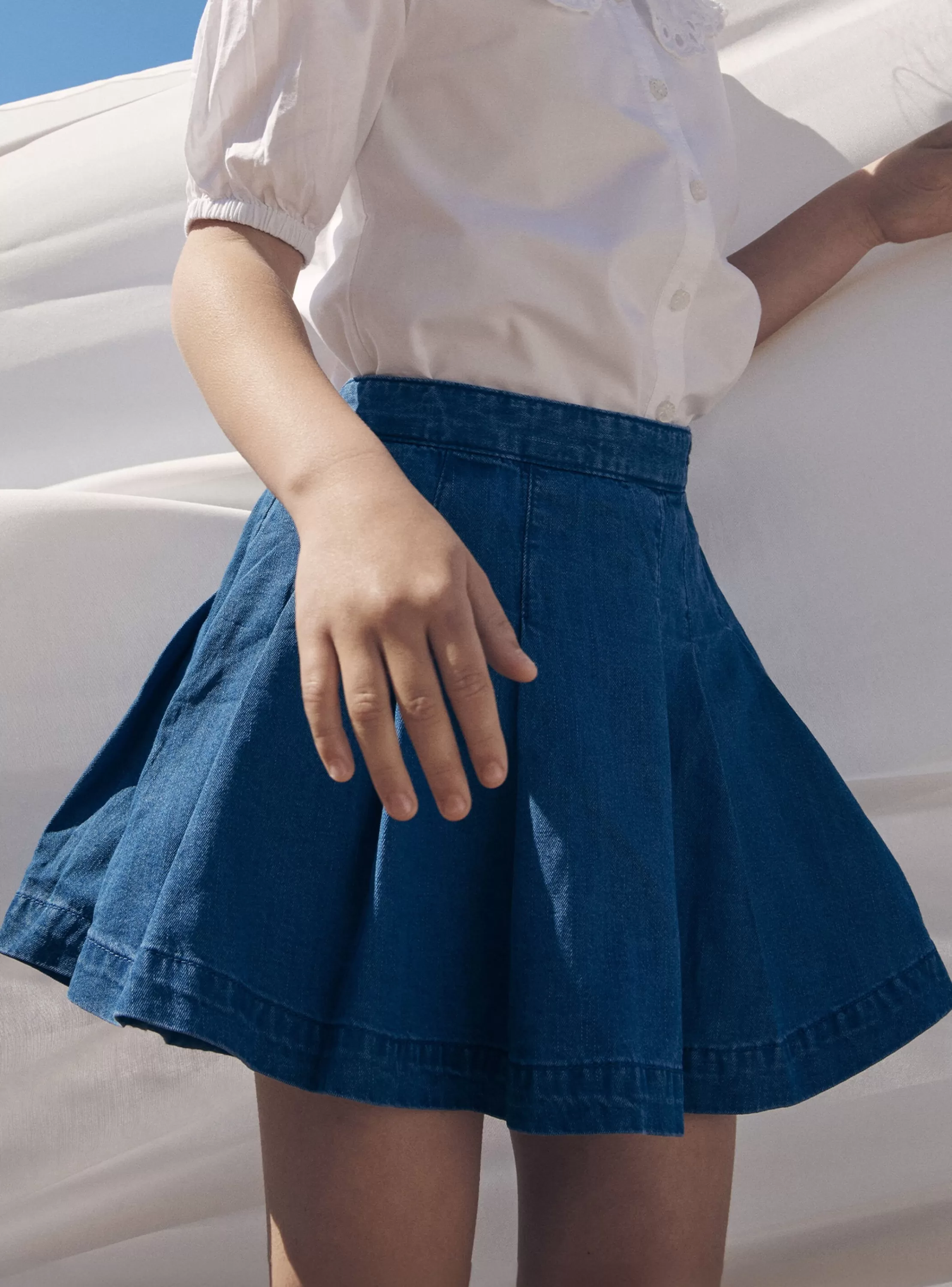 Hot Sergent Major Jupe bleue plissée en jean