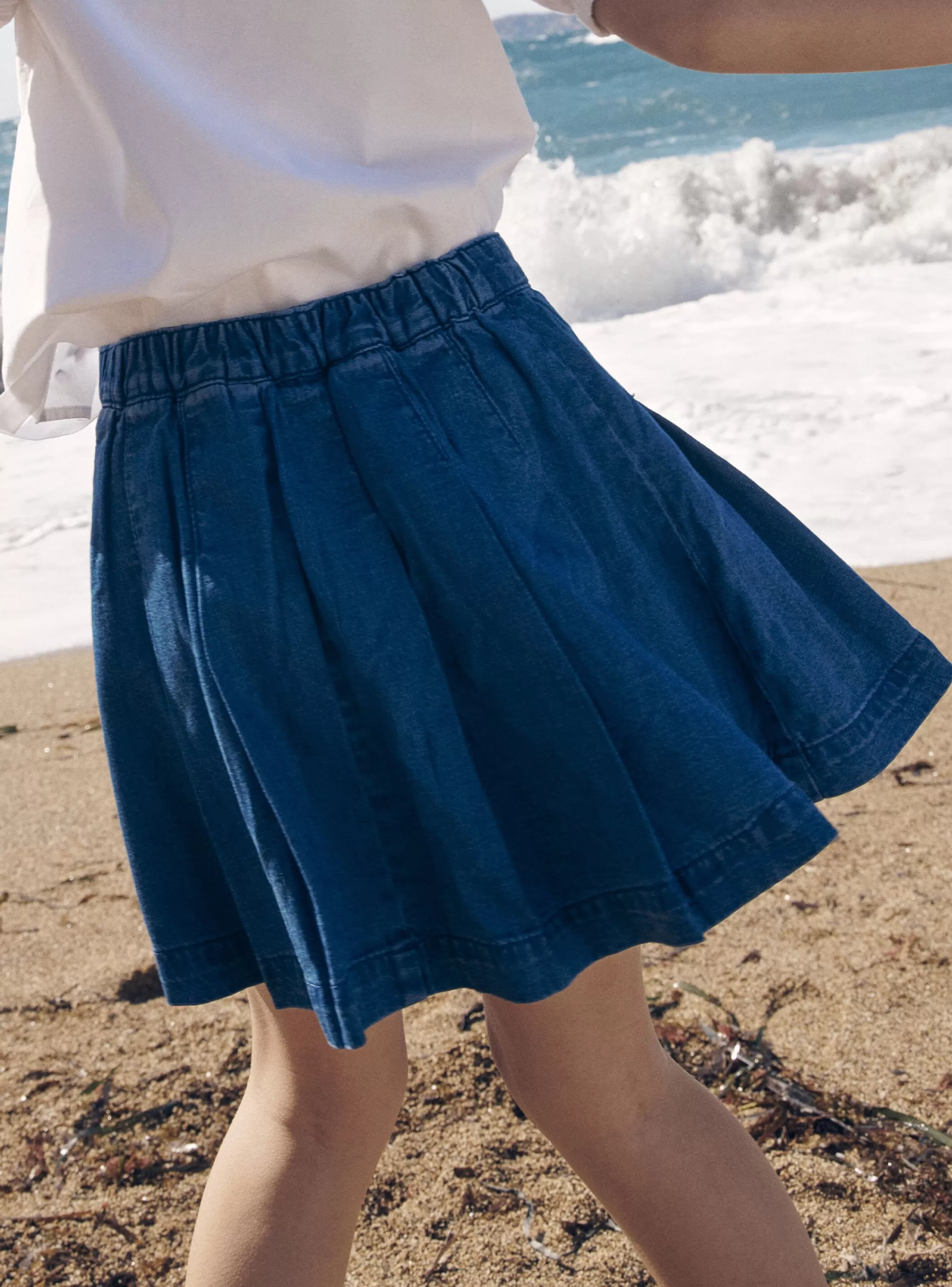 Hot Sergent Major Jupe bleue plissée en jean