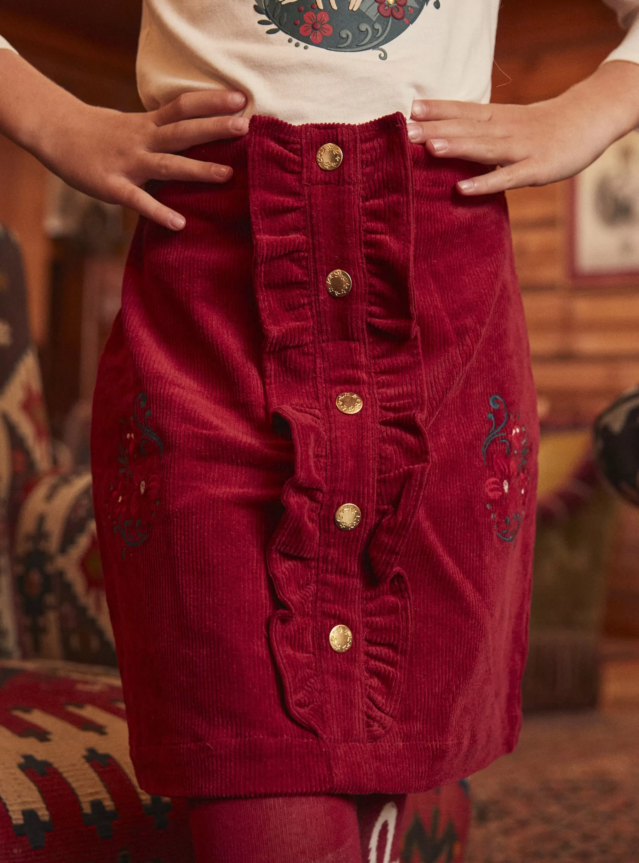 Store Sergent Major Jupe rouge en velours