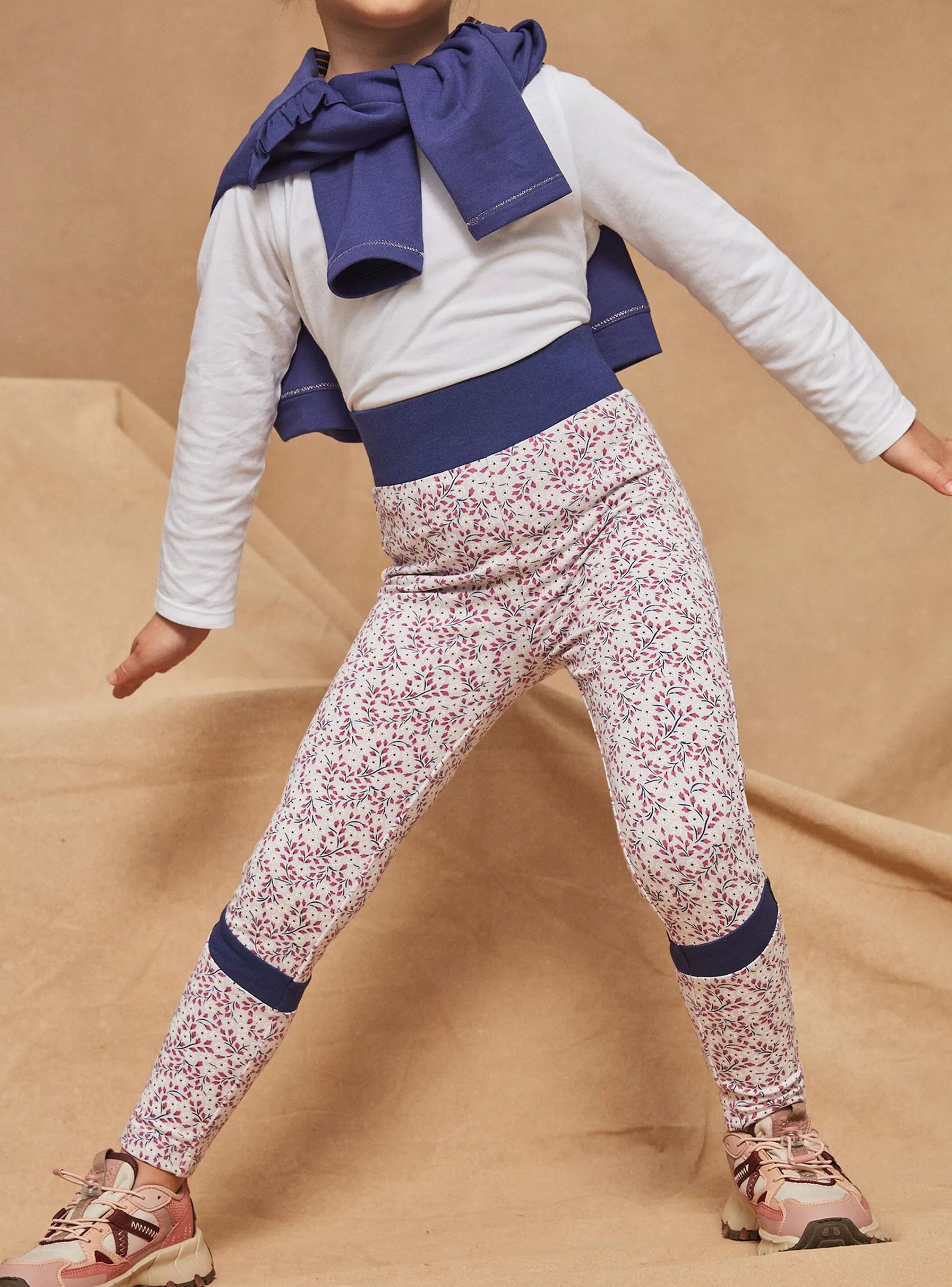 Clearance Sergent Major Legging bleu marine et lilas à imprimé fleuri