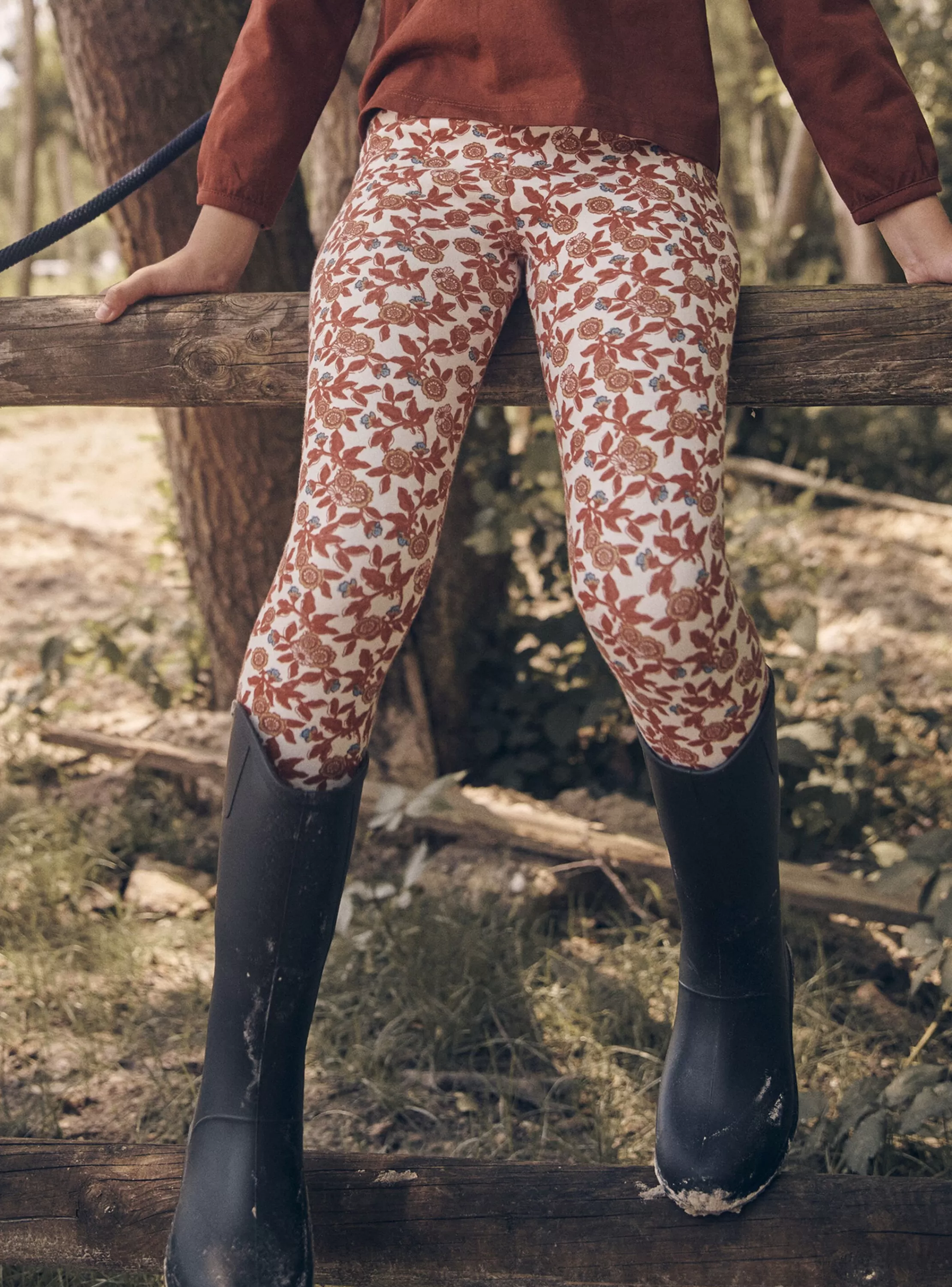 New Sergent Major Legging écru à imprimé fleuri