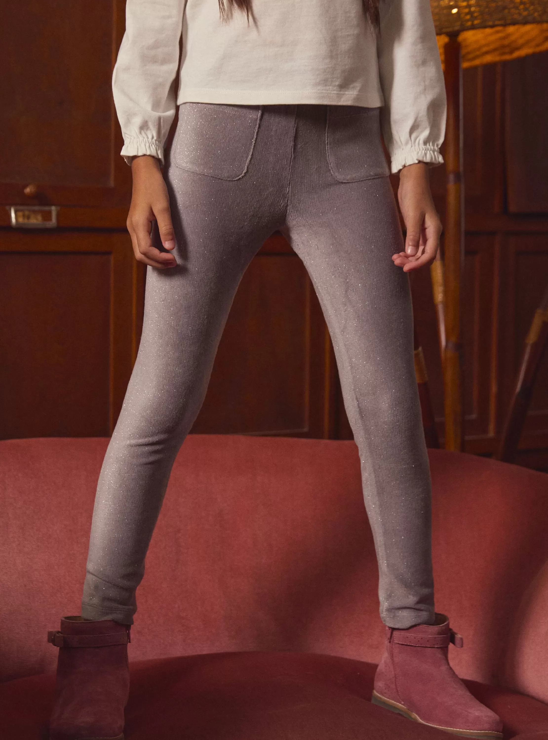 Store Sergent Major Legging en velours côtelé pailleté