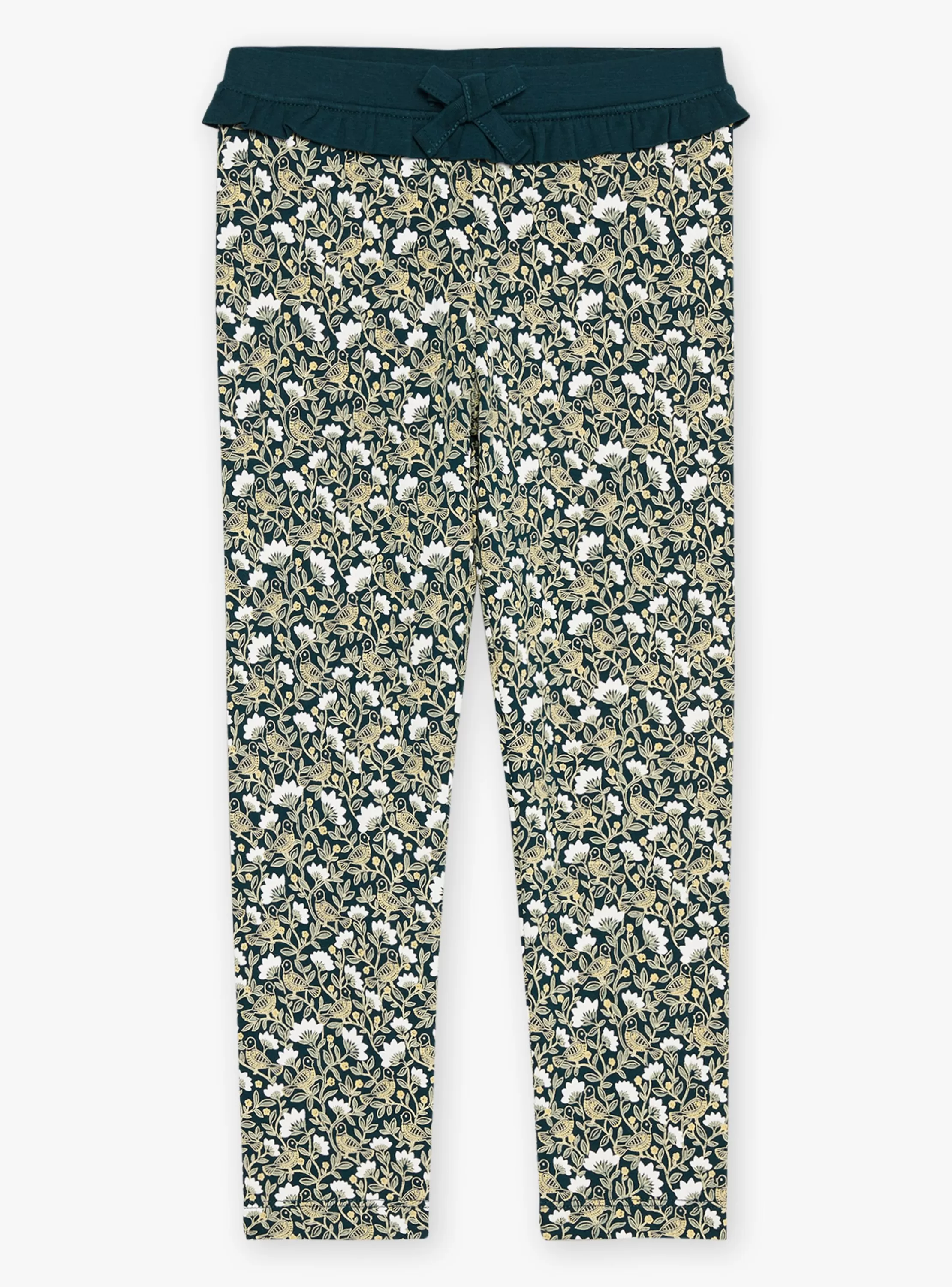 Fashion Sergent Major Legging vert émeraude et jaune à imprimé fleuri
