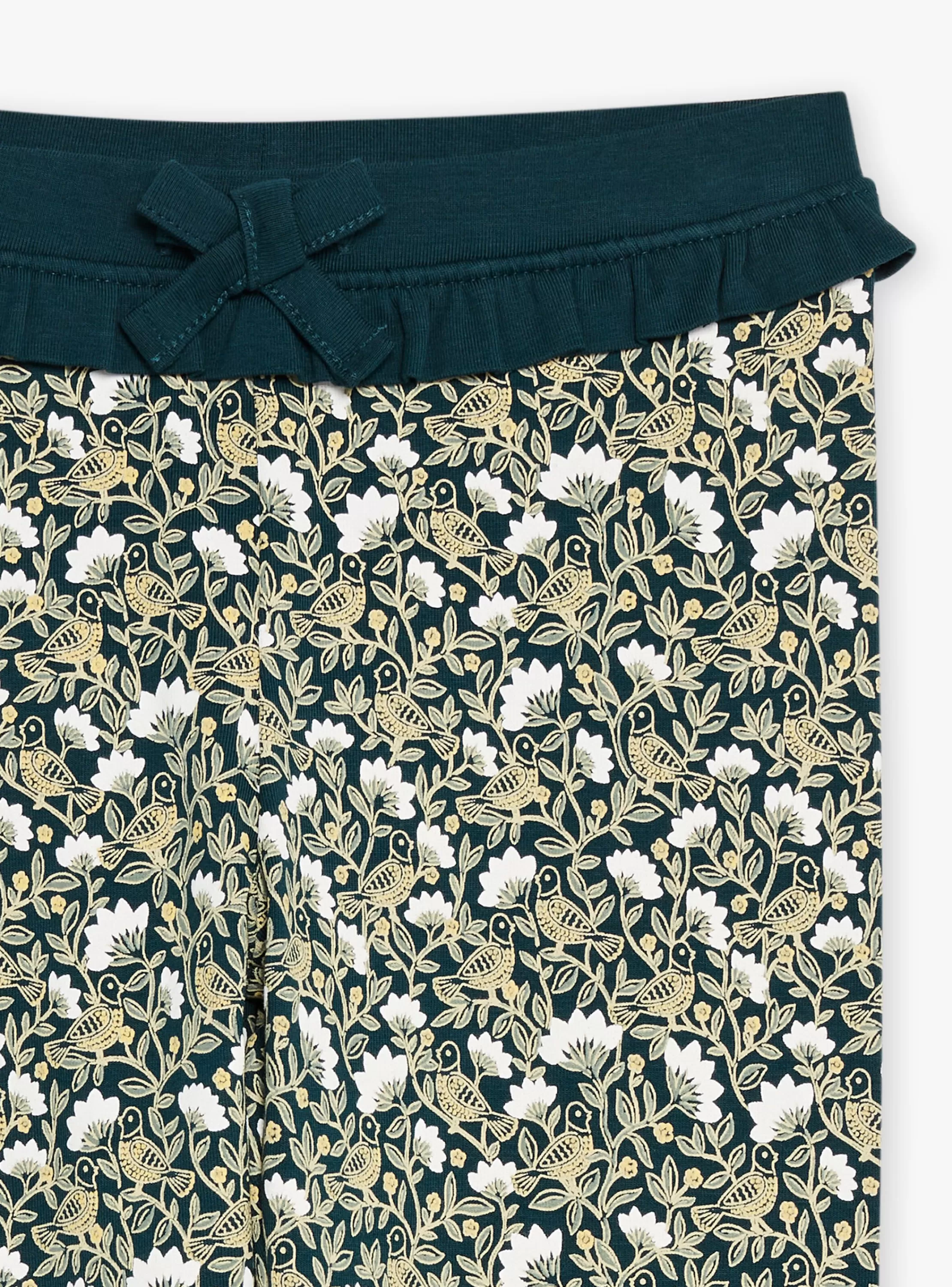 Fashion Sergent Major Legging vert émeraude et jaune à imprimé fleuri