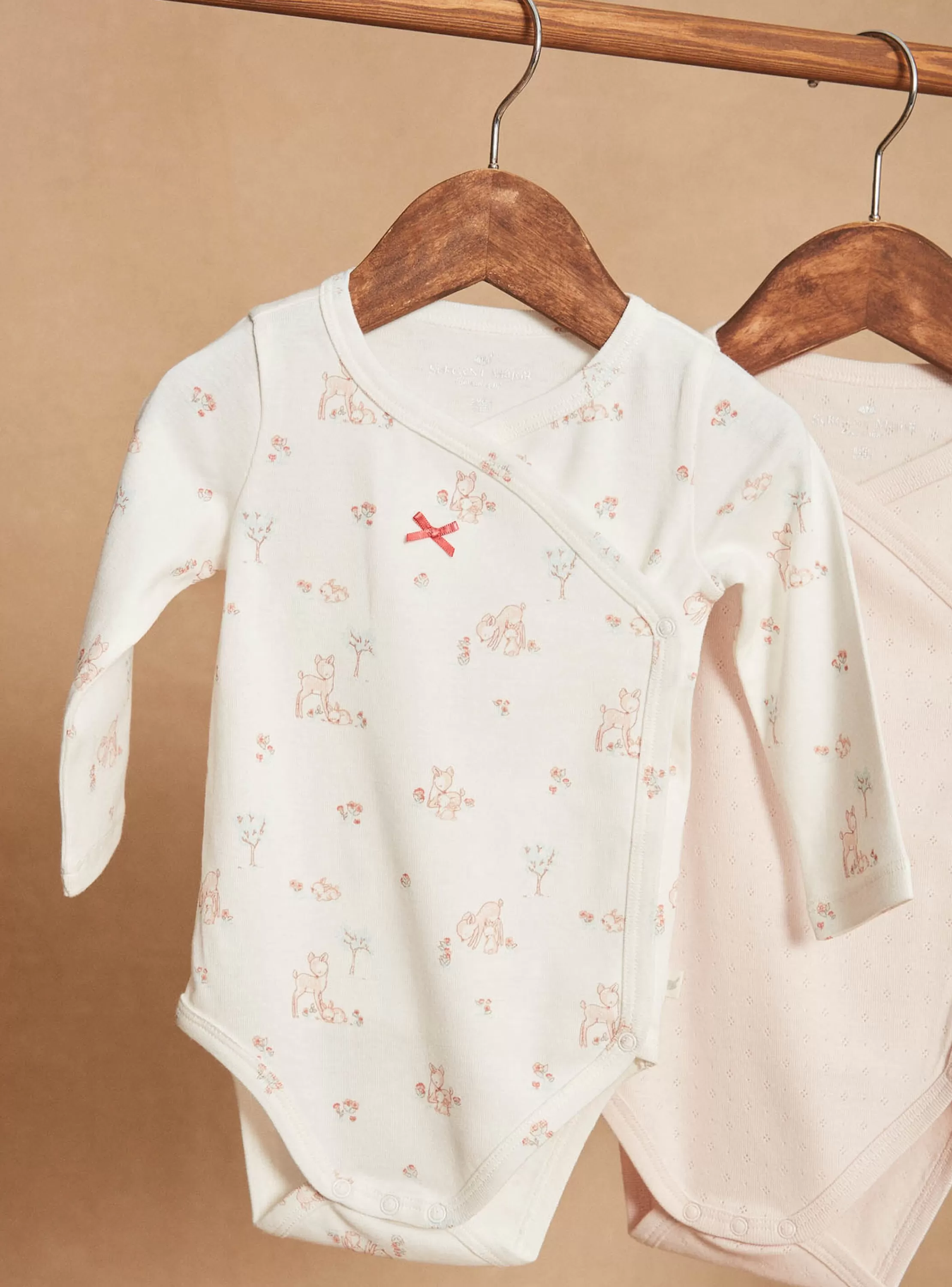 Fashion Sergent Major Lot de 2 body rose et écru en coton biologique
