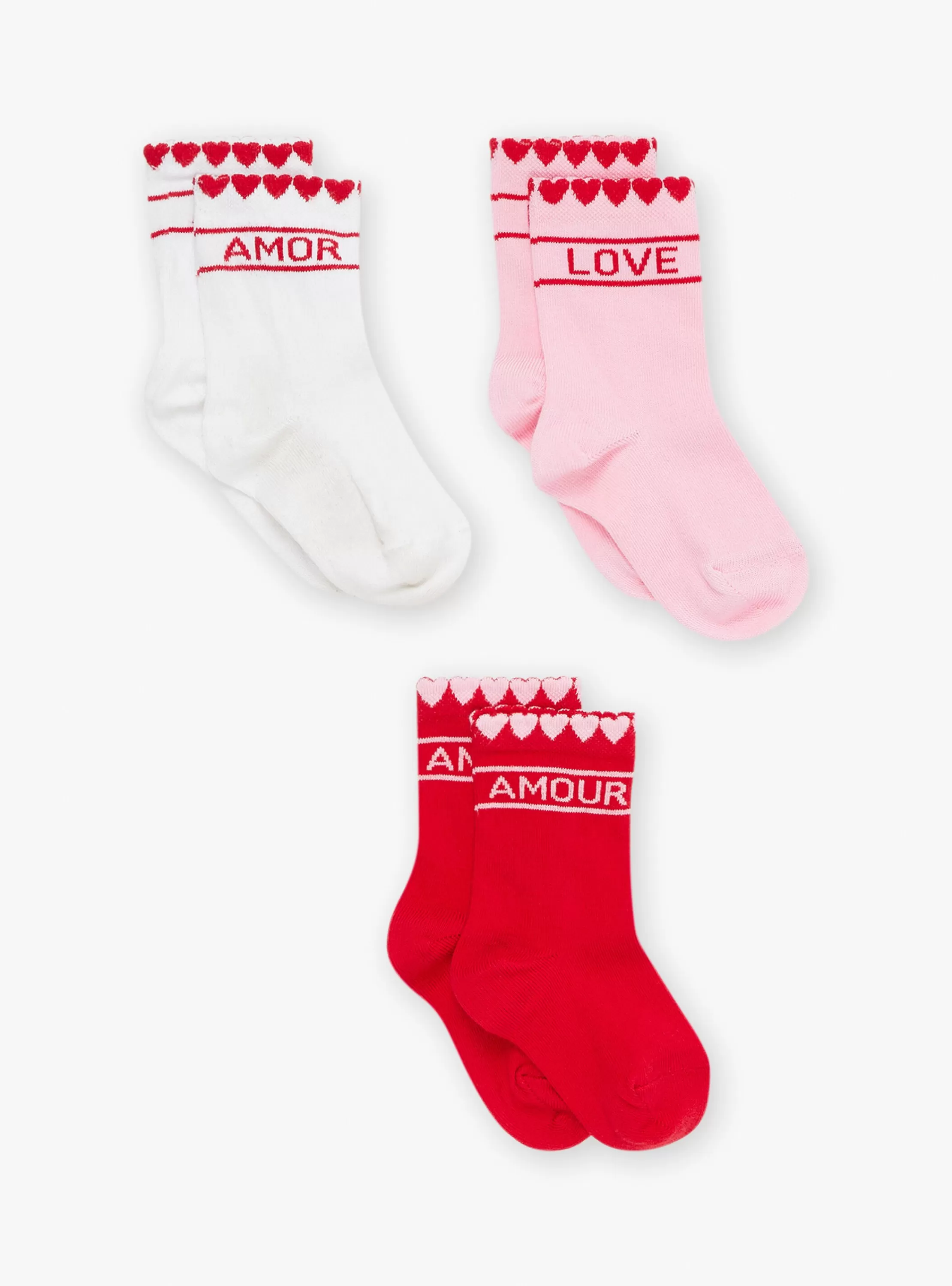 Cheap Sergent Major Lot de 3 paires de chaussettes rouges, roses et écrues