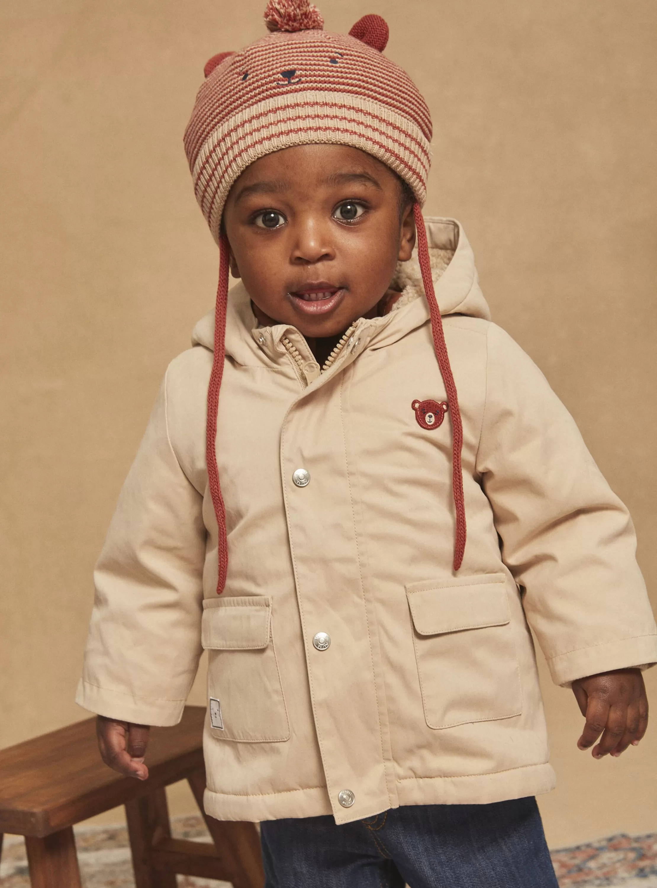 Best Sale Sergent Major Manteau à capuche 3 en 1 beige en canvas