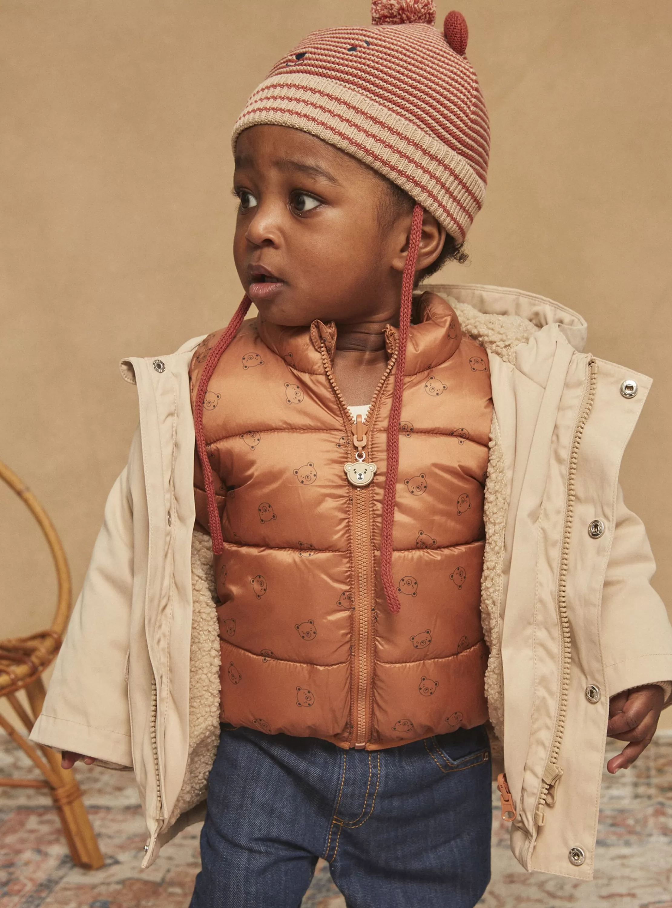 Best Sale Sergent Major Manteau à capuche 3 en 1 beige en canvas