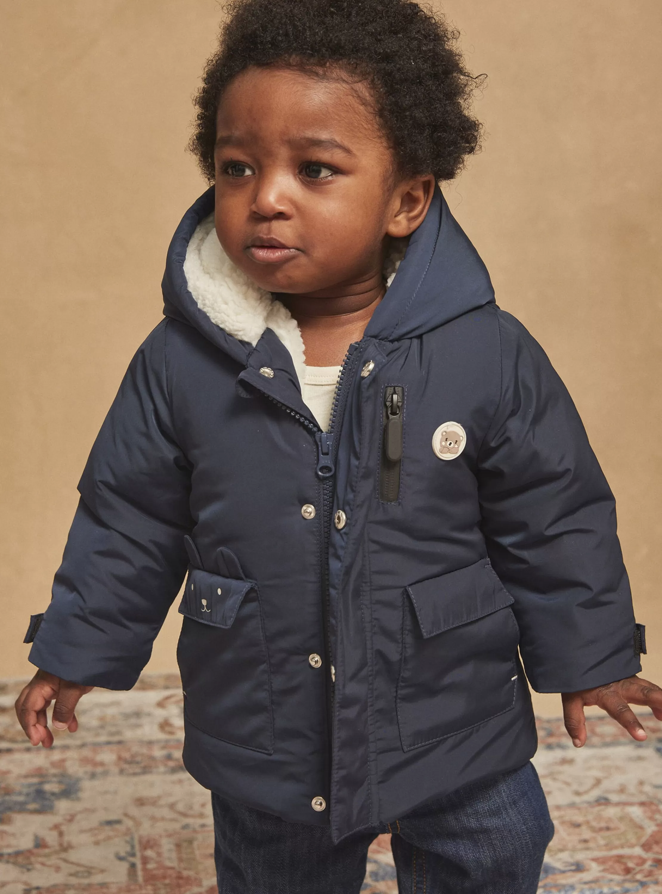 Best Sergent Major Manteau à capuche bleu nuit en canvas