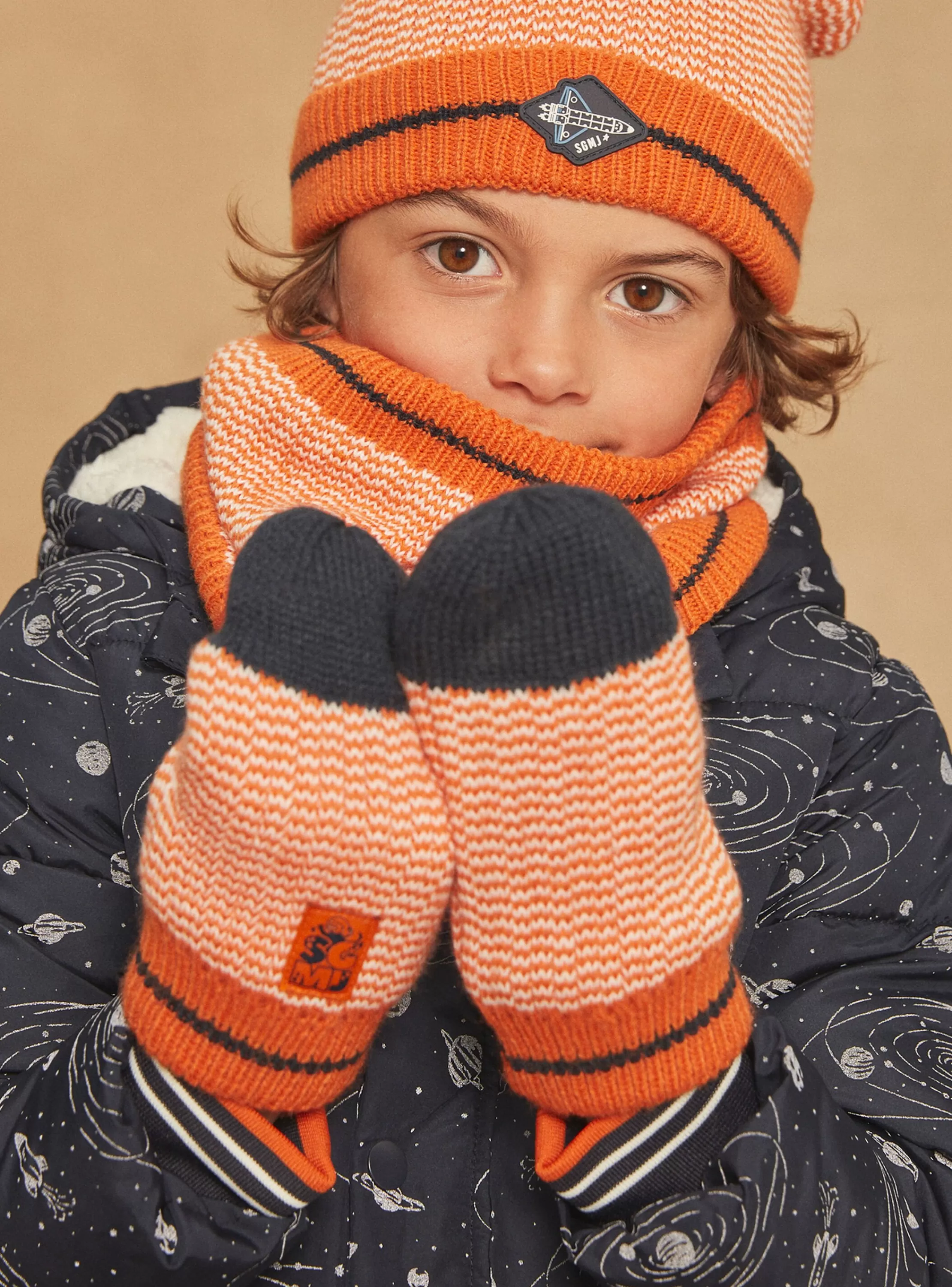 Cheap Sergent Major Mouffles orange en tricot