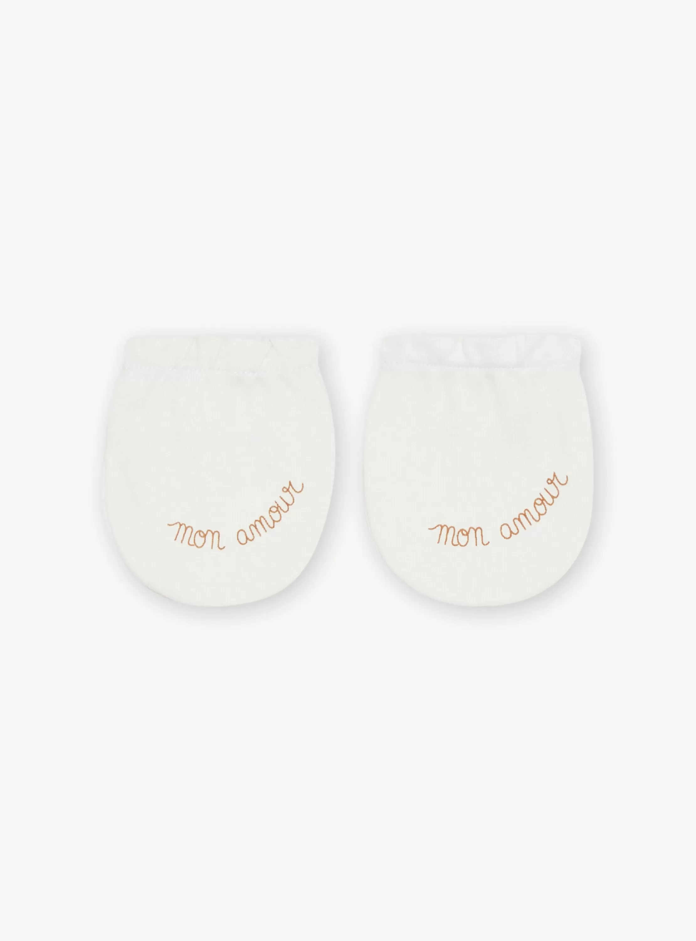 Best Sergent Major Moufles de naissance écrues en coton biologique