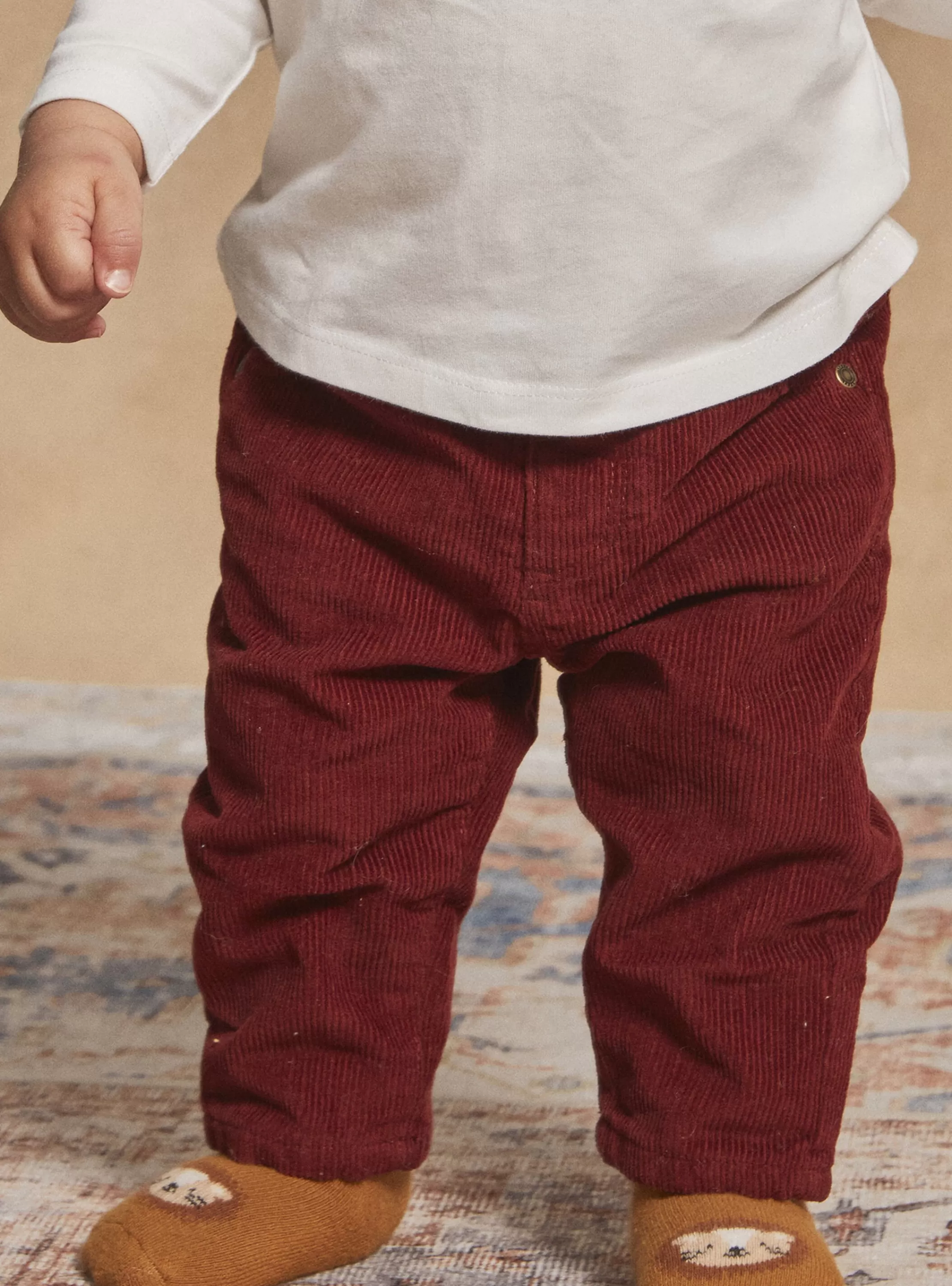 Online Sergent Major Pantalon bordeaux en velours côtelé