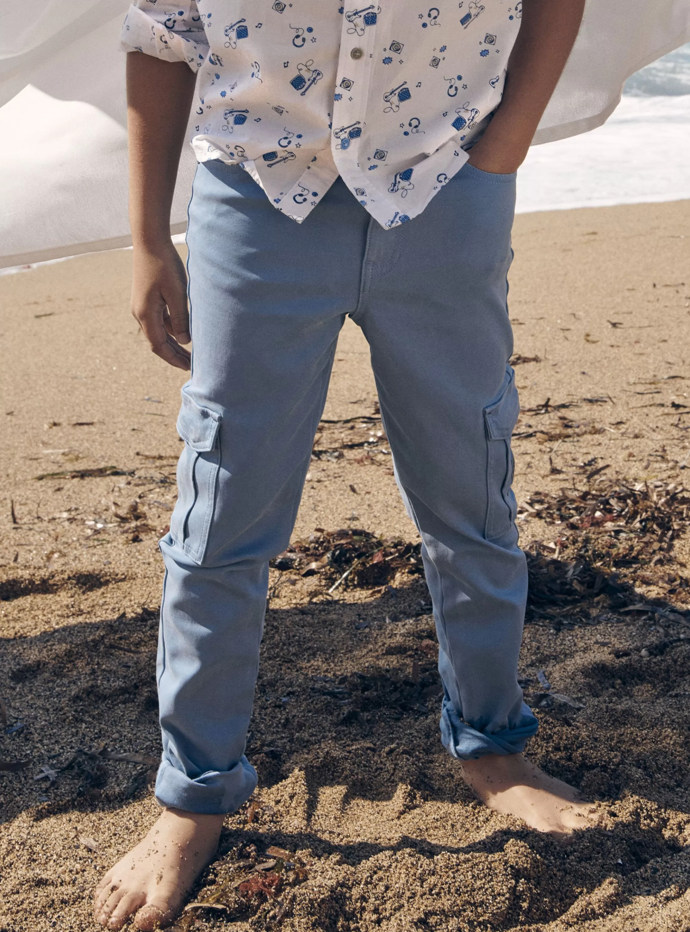Online Sergent Major Pantalon cargo slim bleu givré