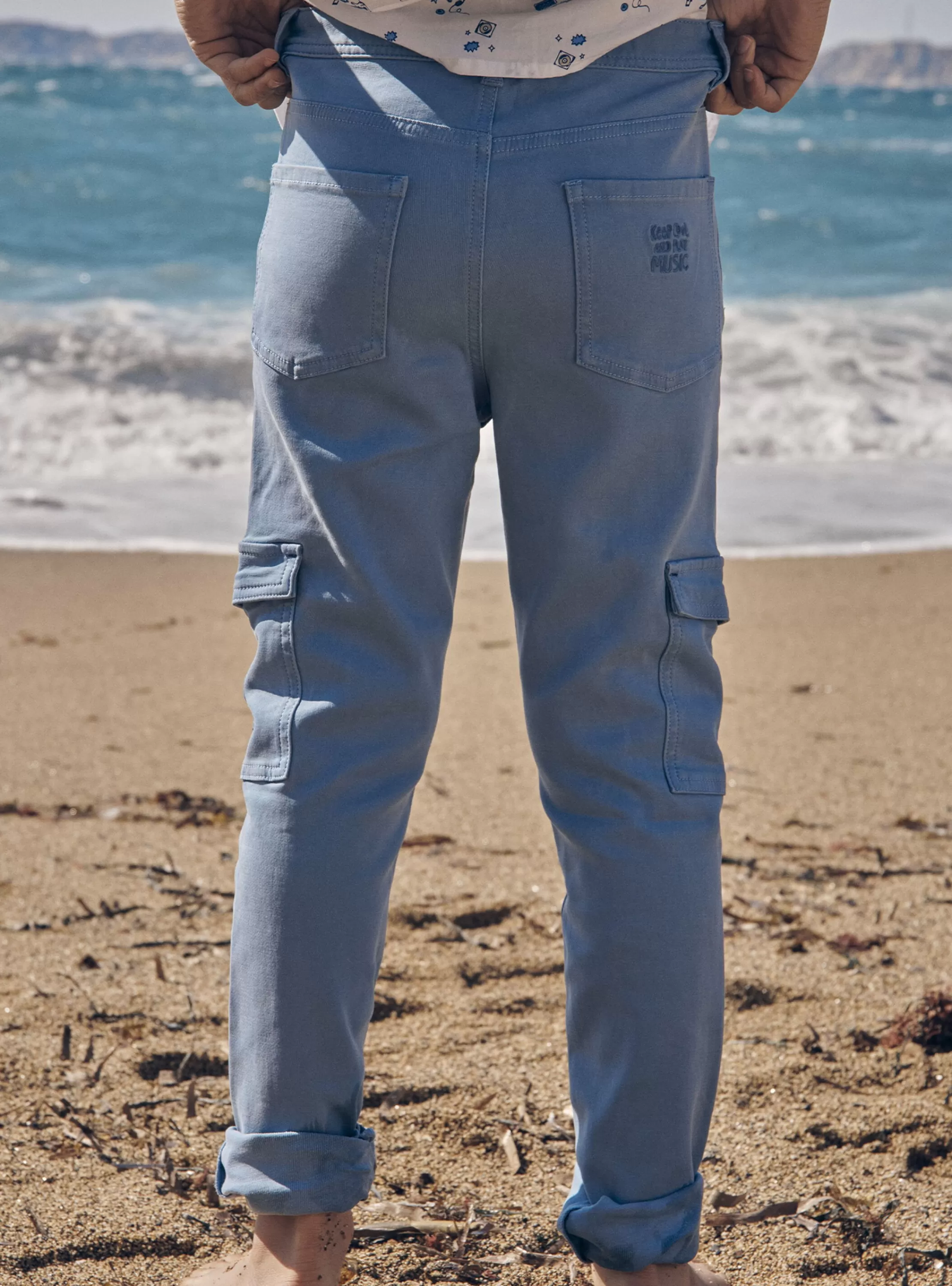 Online Sergent Major Pantalon cargo slim bleu givré