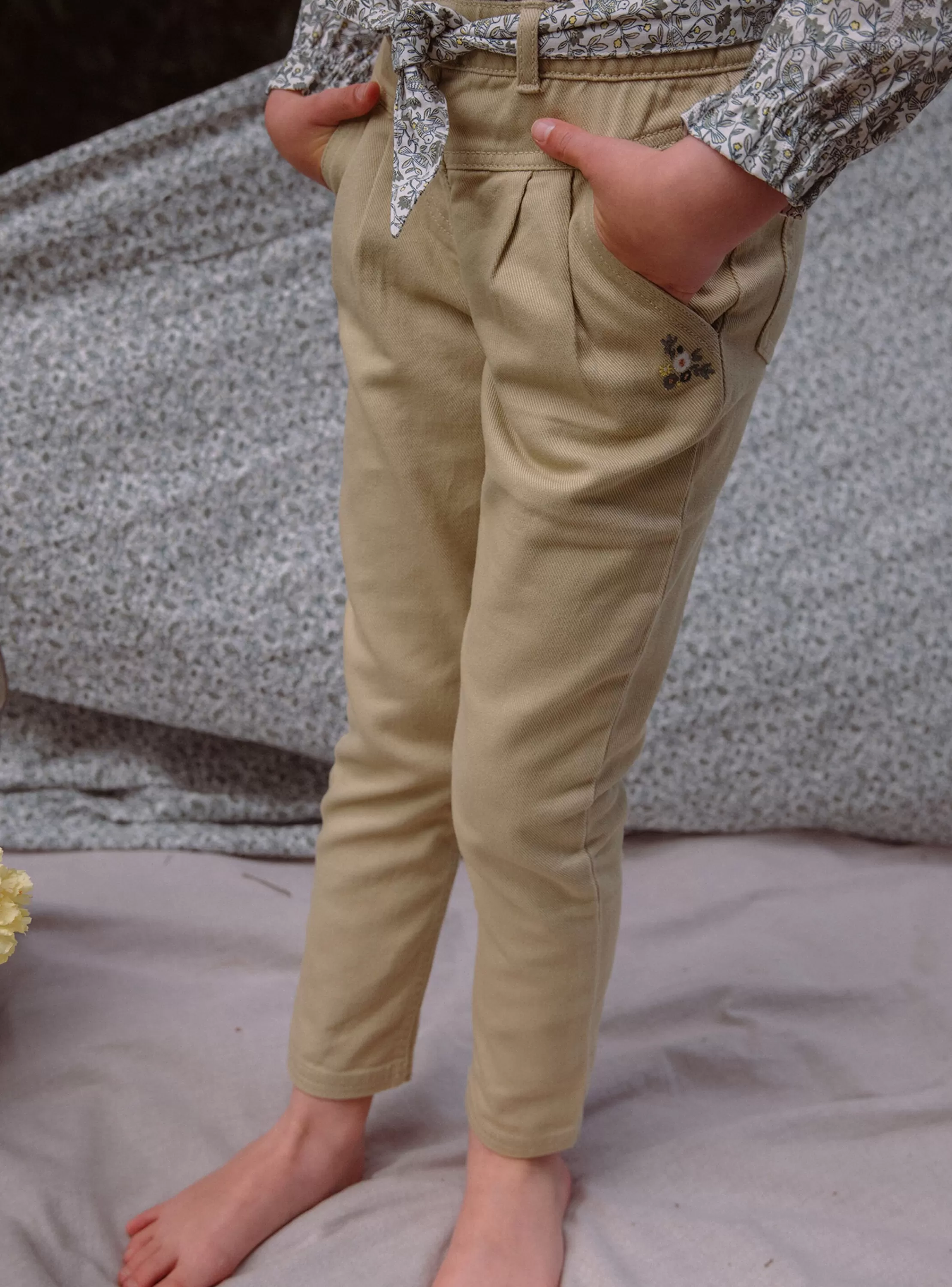 Discount Sergent Major Pantalon carotte beige en twill