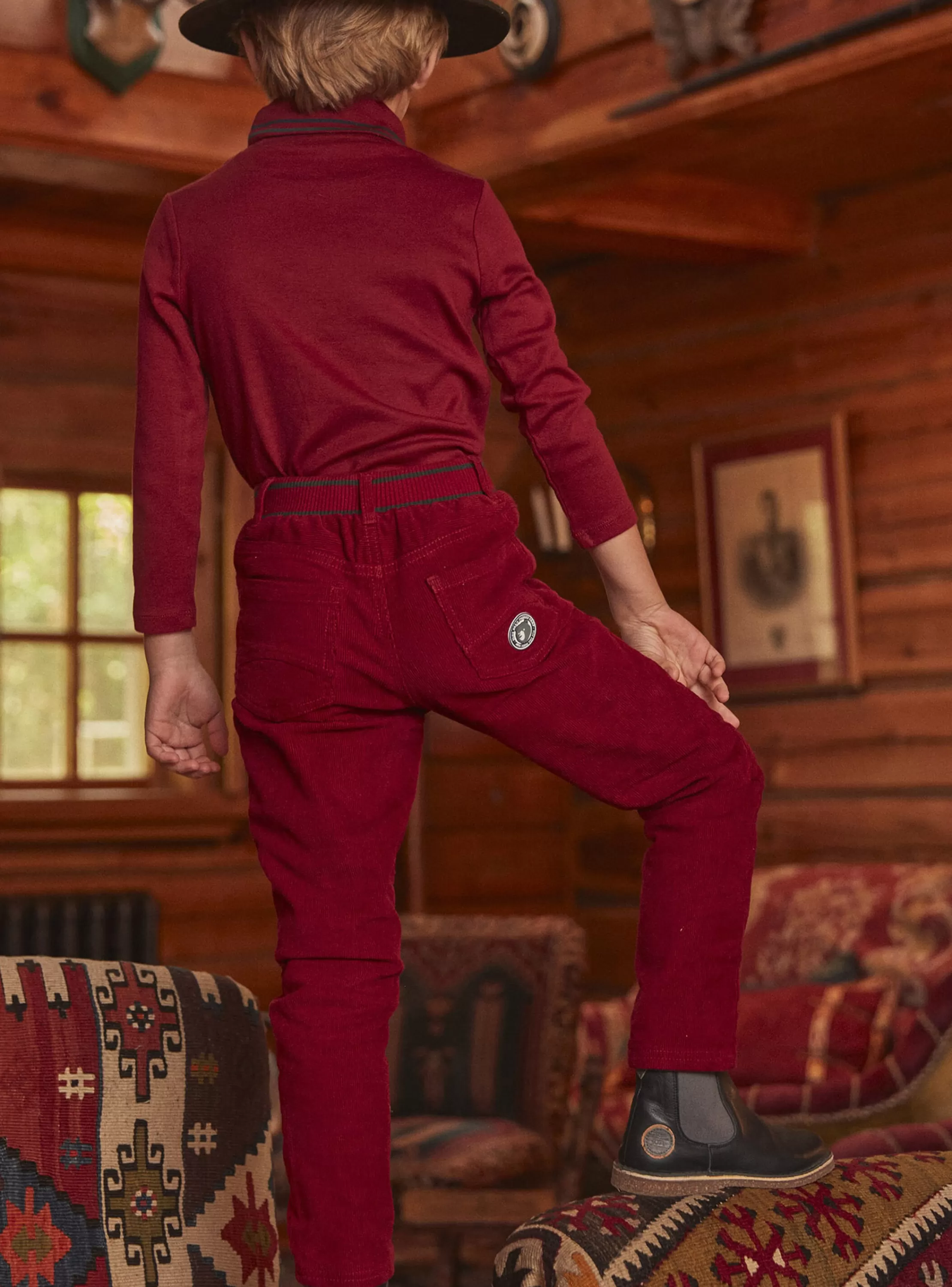 Best Sale Sergent Major Pantalon droit pourpre en velours