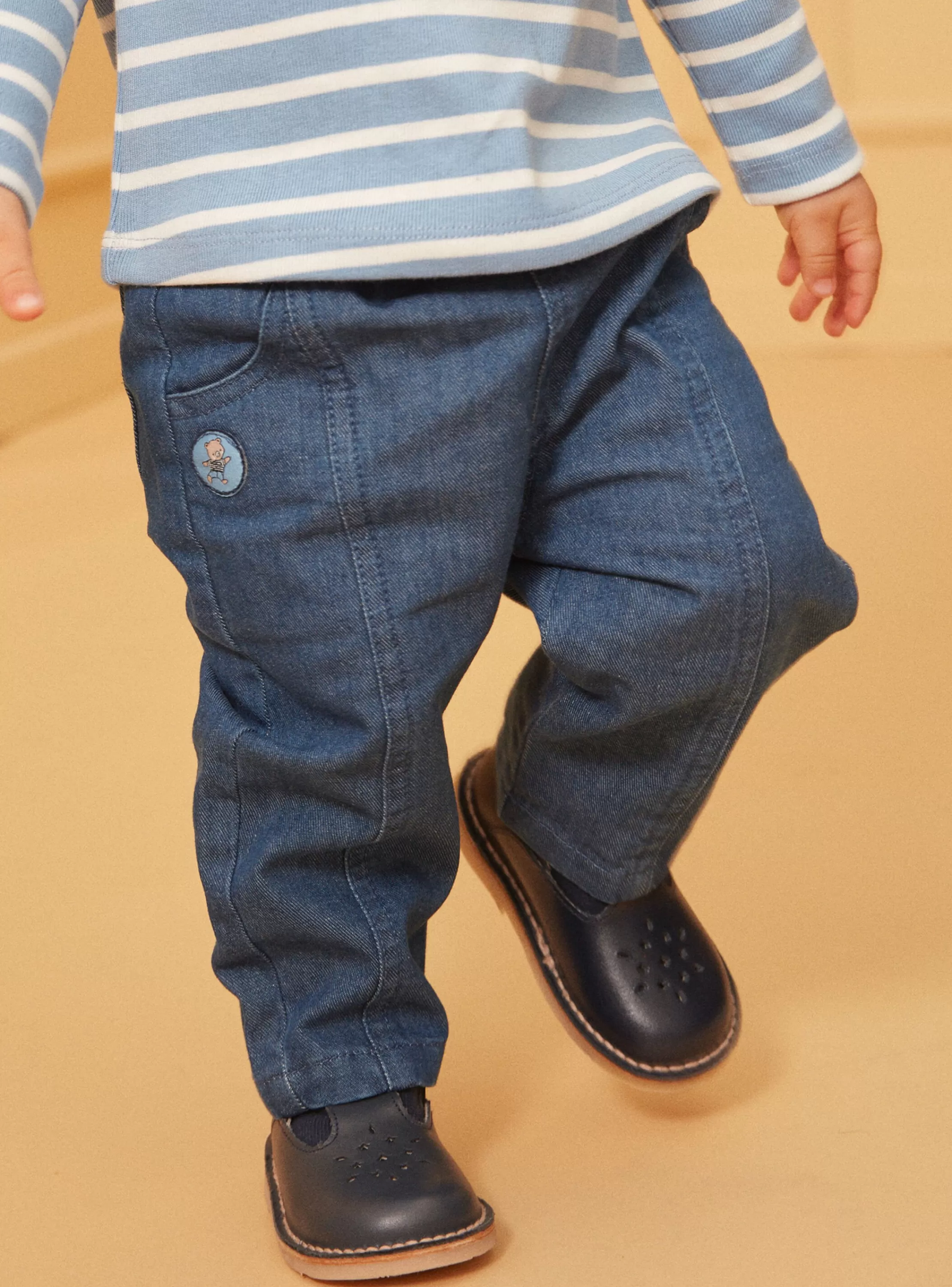 Store Sergent Major Pantalon en denim bleu avec découpes