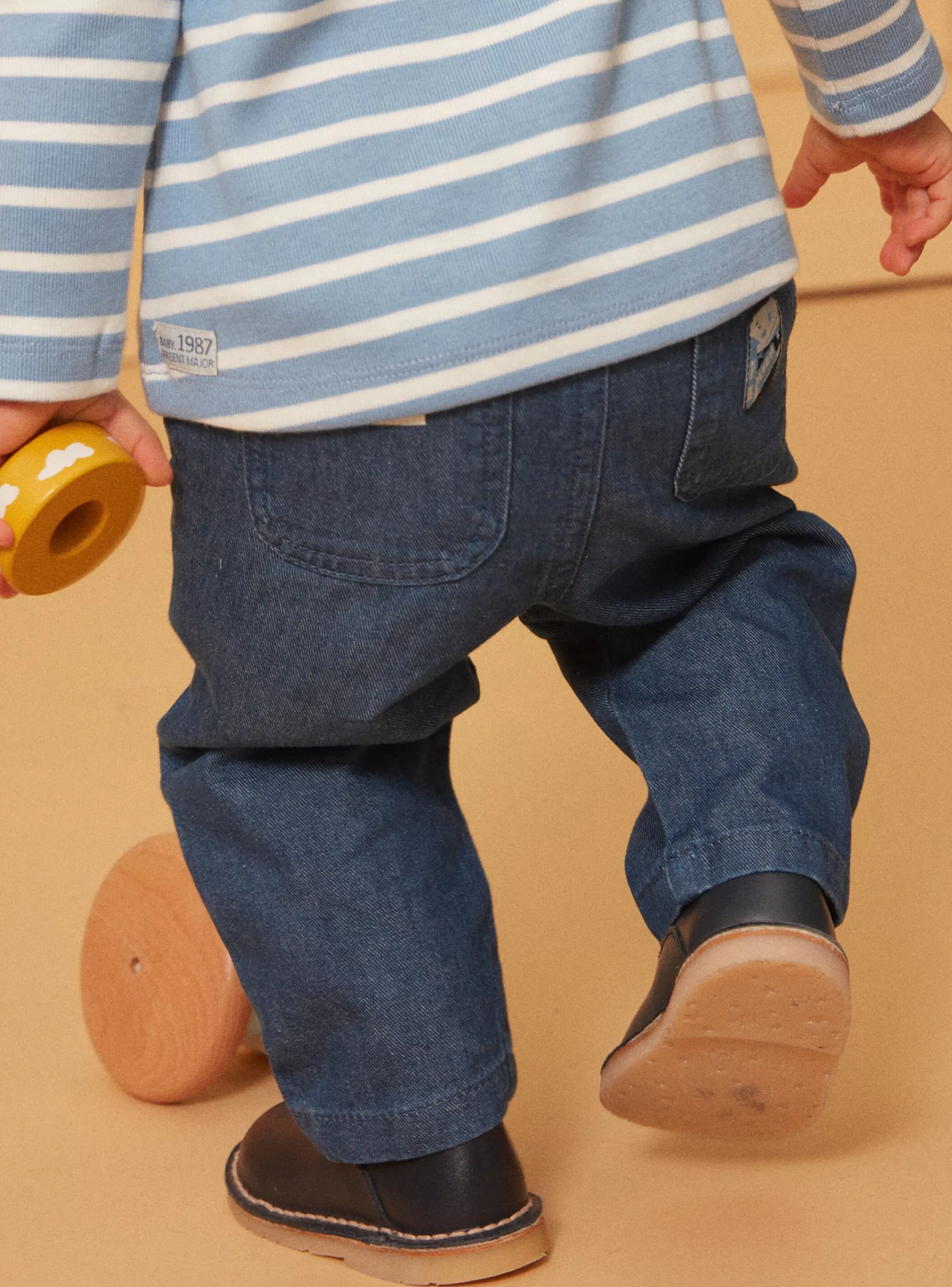 Store Sergent Major Pantalon en denim bleu avec découpes