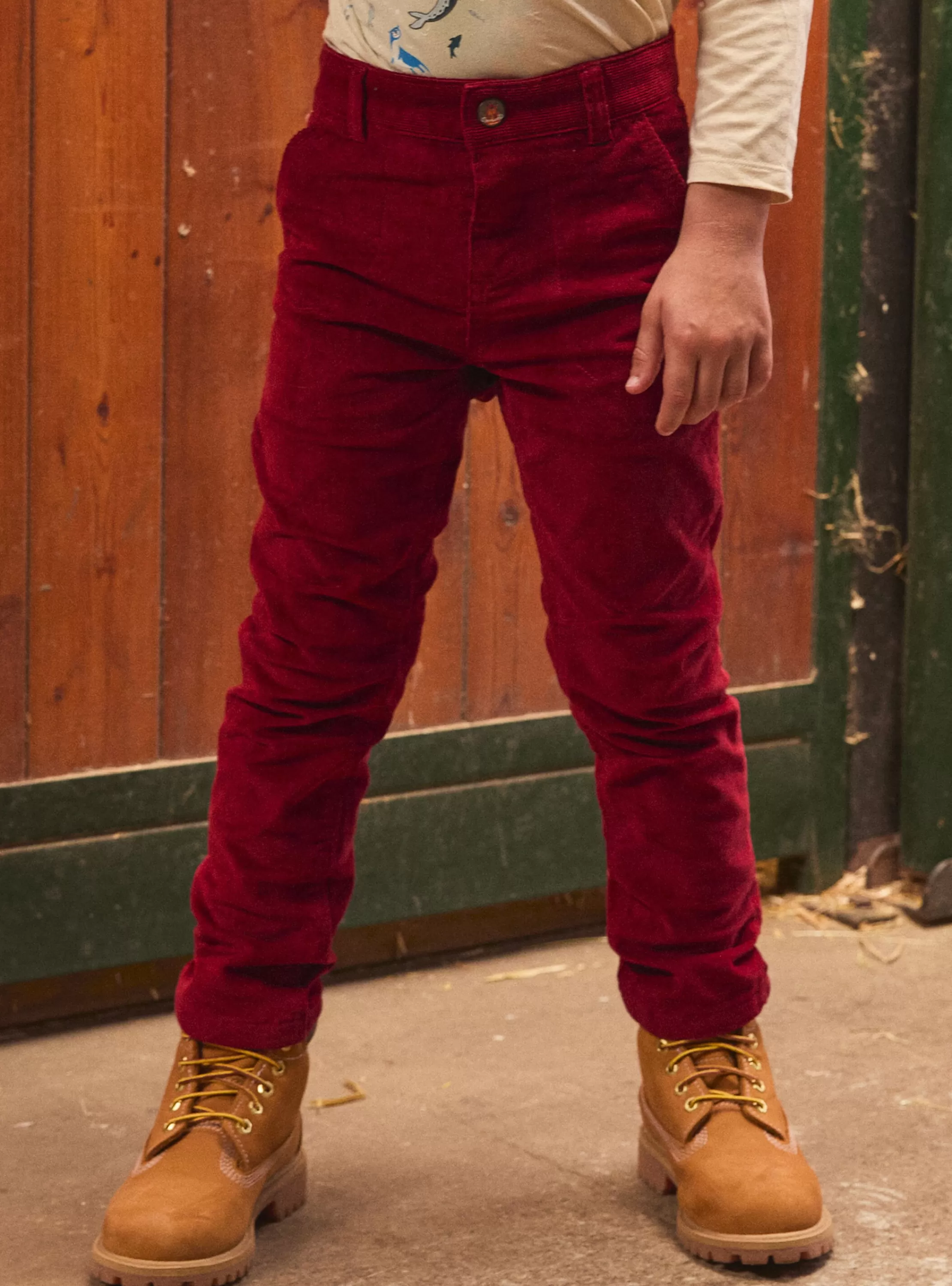 Cheap Sergent Major Pantalon en velours rouge