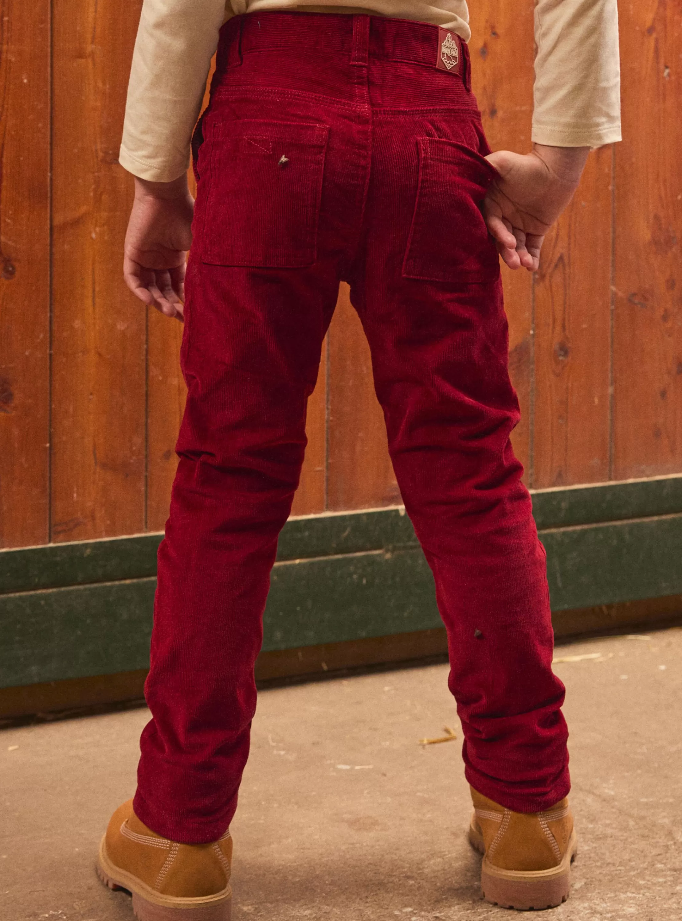 Cheap Sergent Major Pantalon en velours rouge