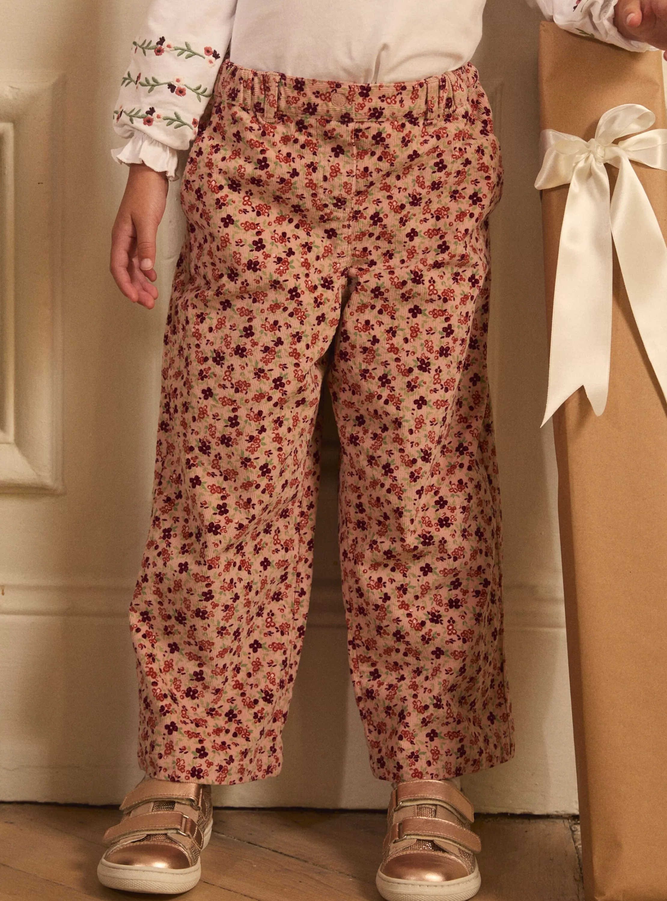Sale Sergent Major Pantalon fleuri en velours