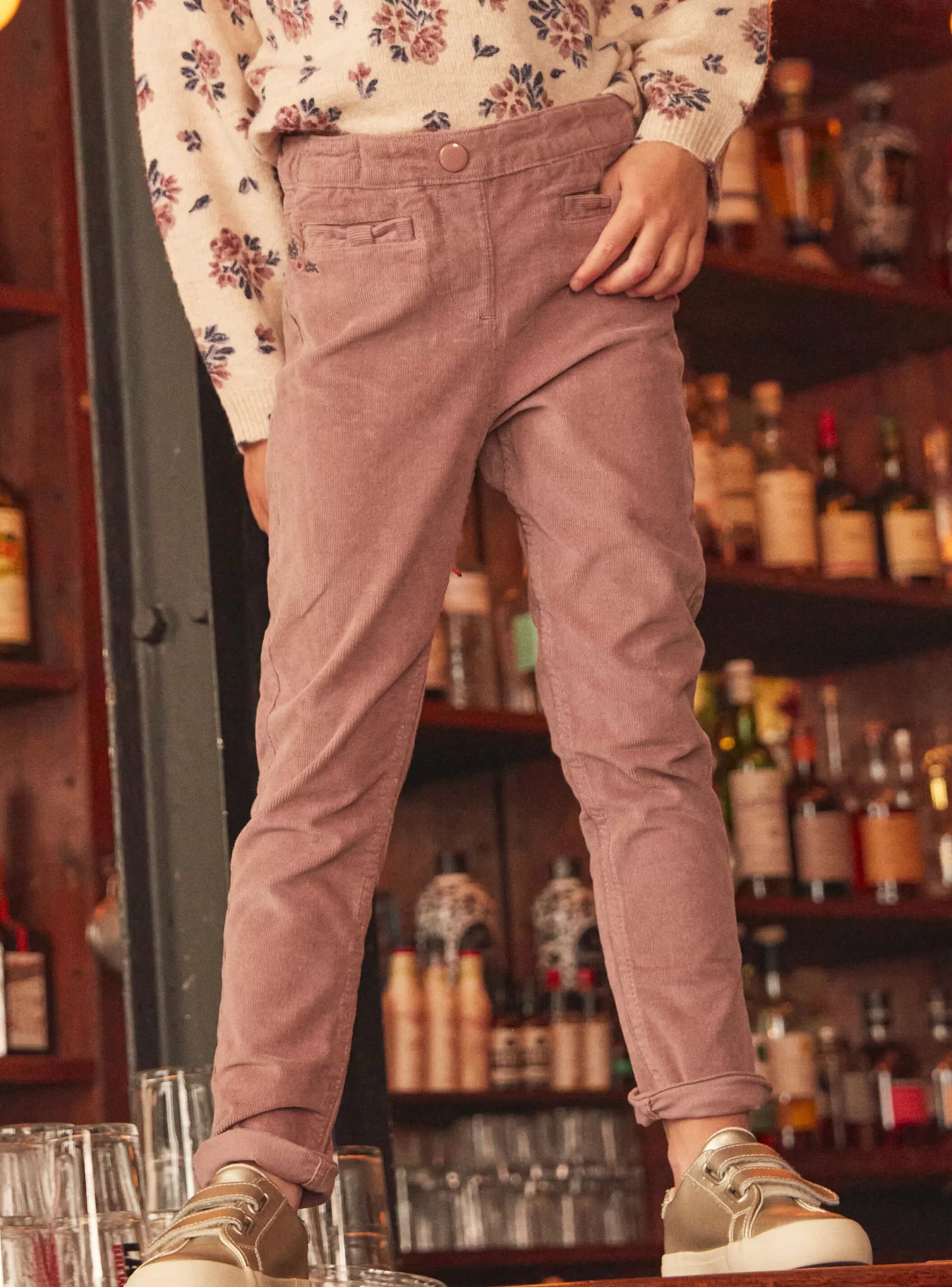 Online Sergent Major Pantalon lilas en velours