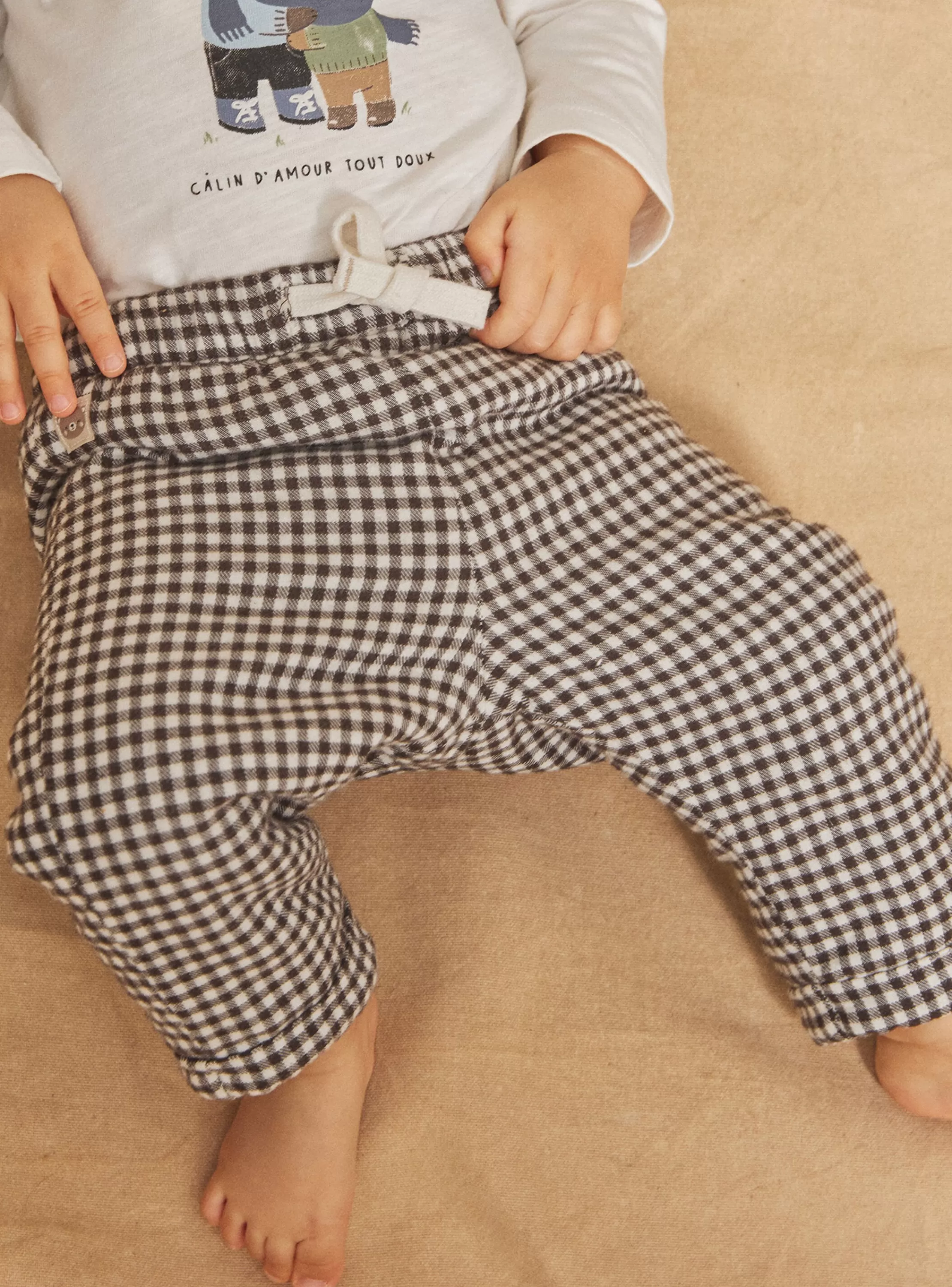 Hot Sergent Major Pantalon noisette à imprimé à carreaux
