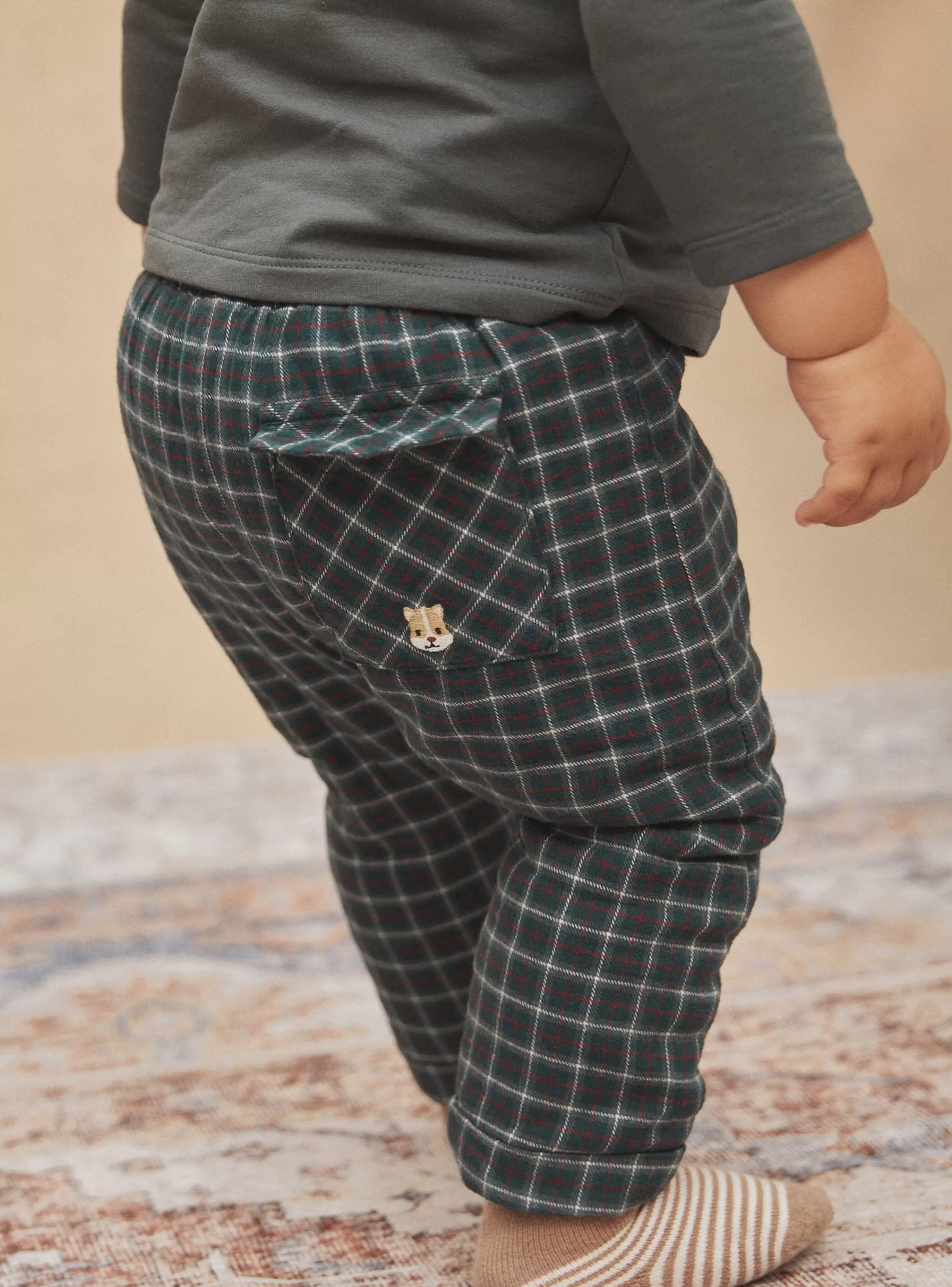 Discount Sergent Major Pantalon vert bouteille en twill à imprimé à carreaux